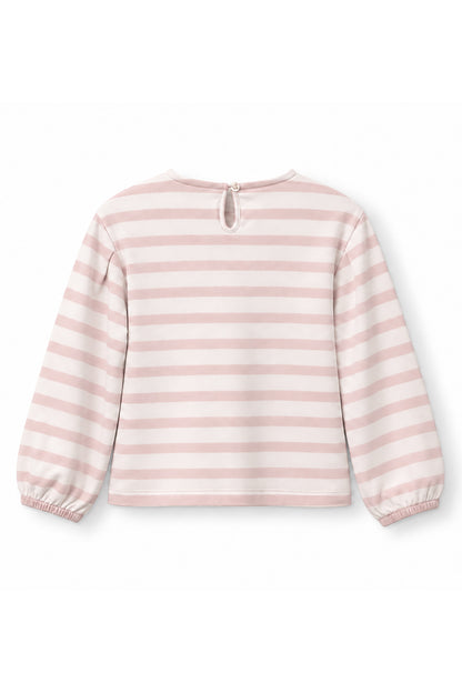 Girls Striped Dino Patch Long Sleeve Top