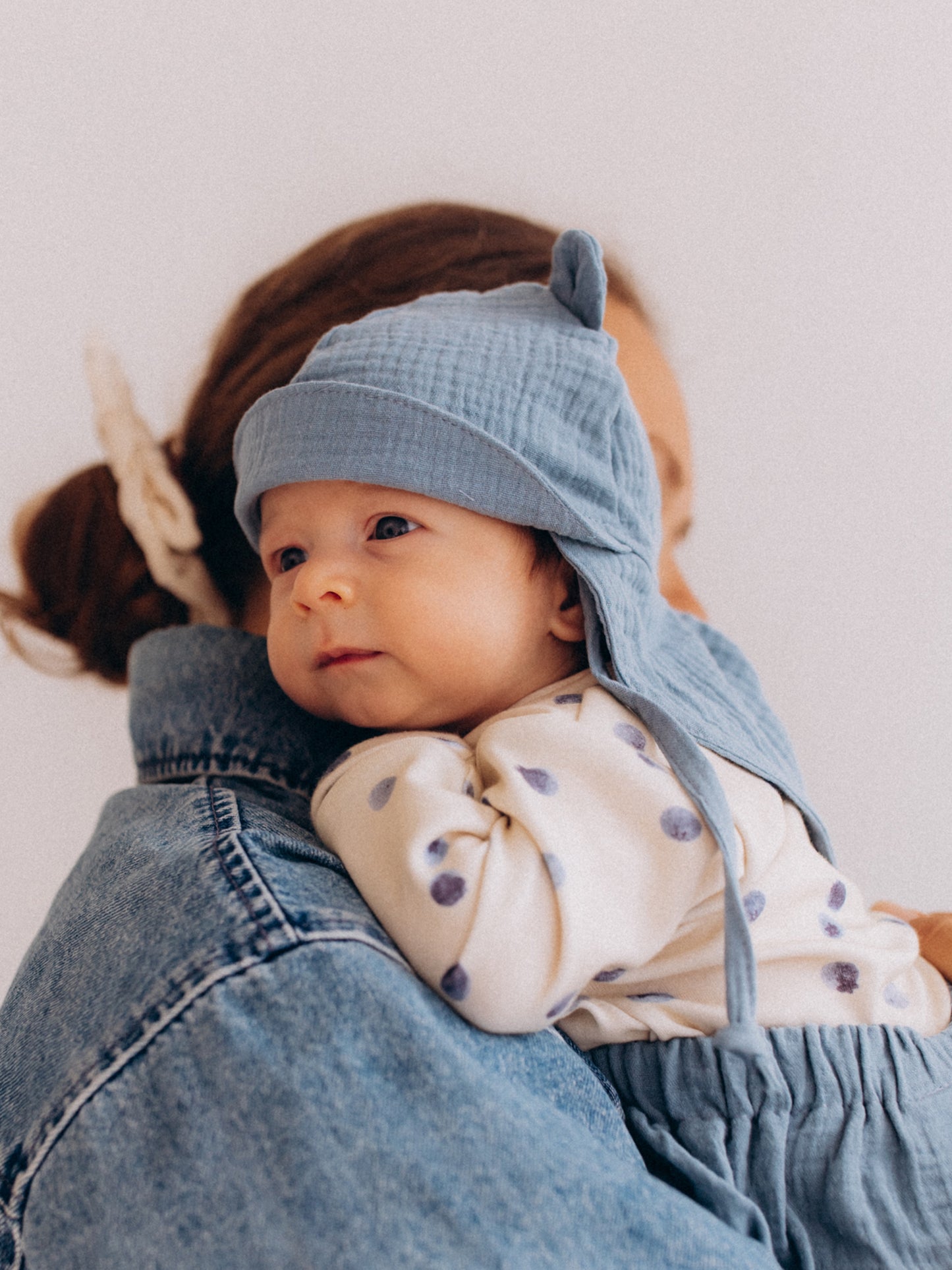 Muslin Sun Hat With Teddy Ears (GOTS)