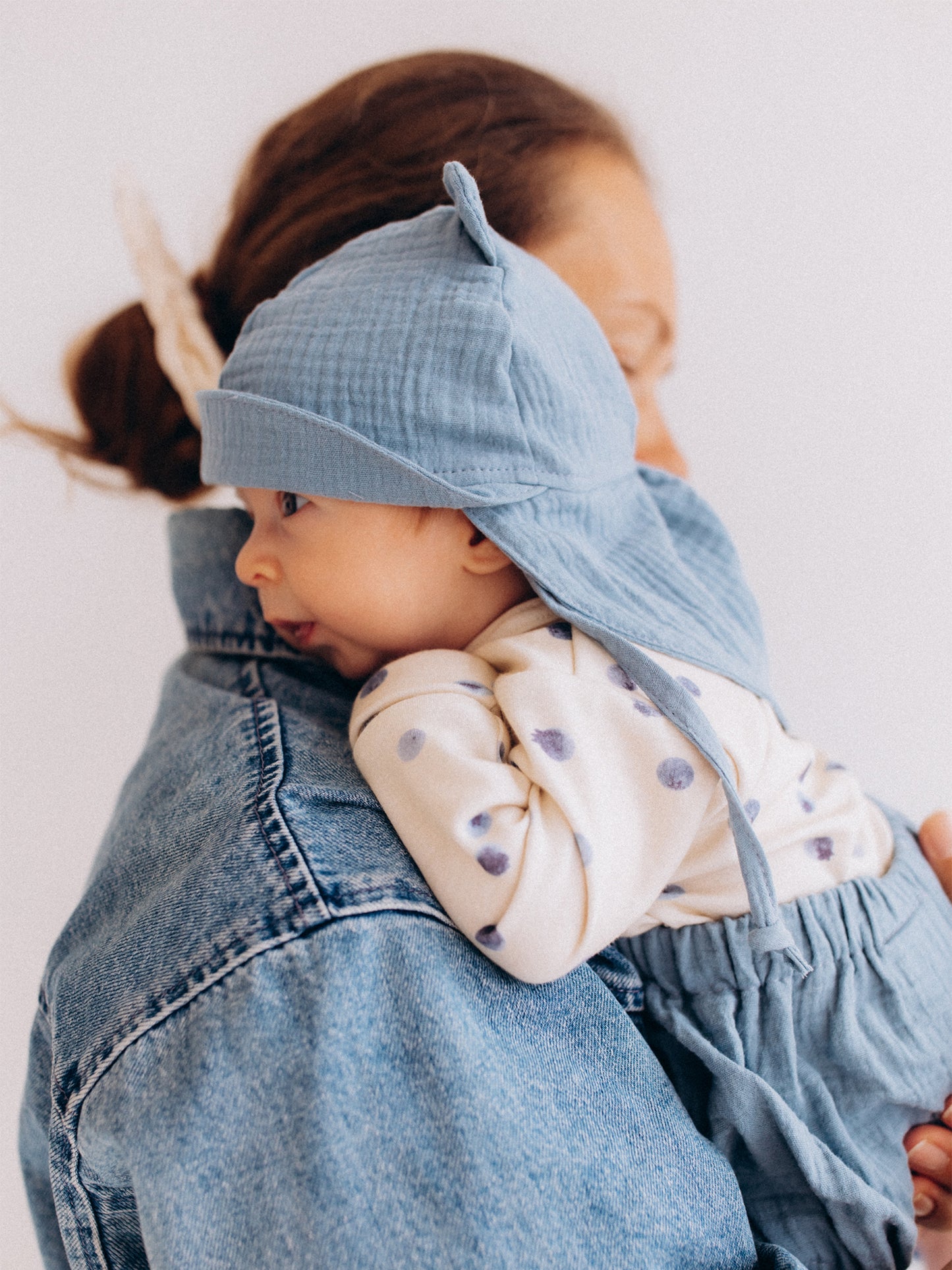 Muslin Sun Hat With Teddy Ears (GOTS)
