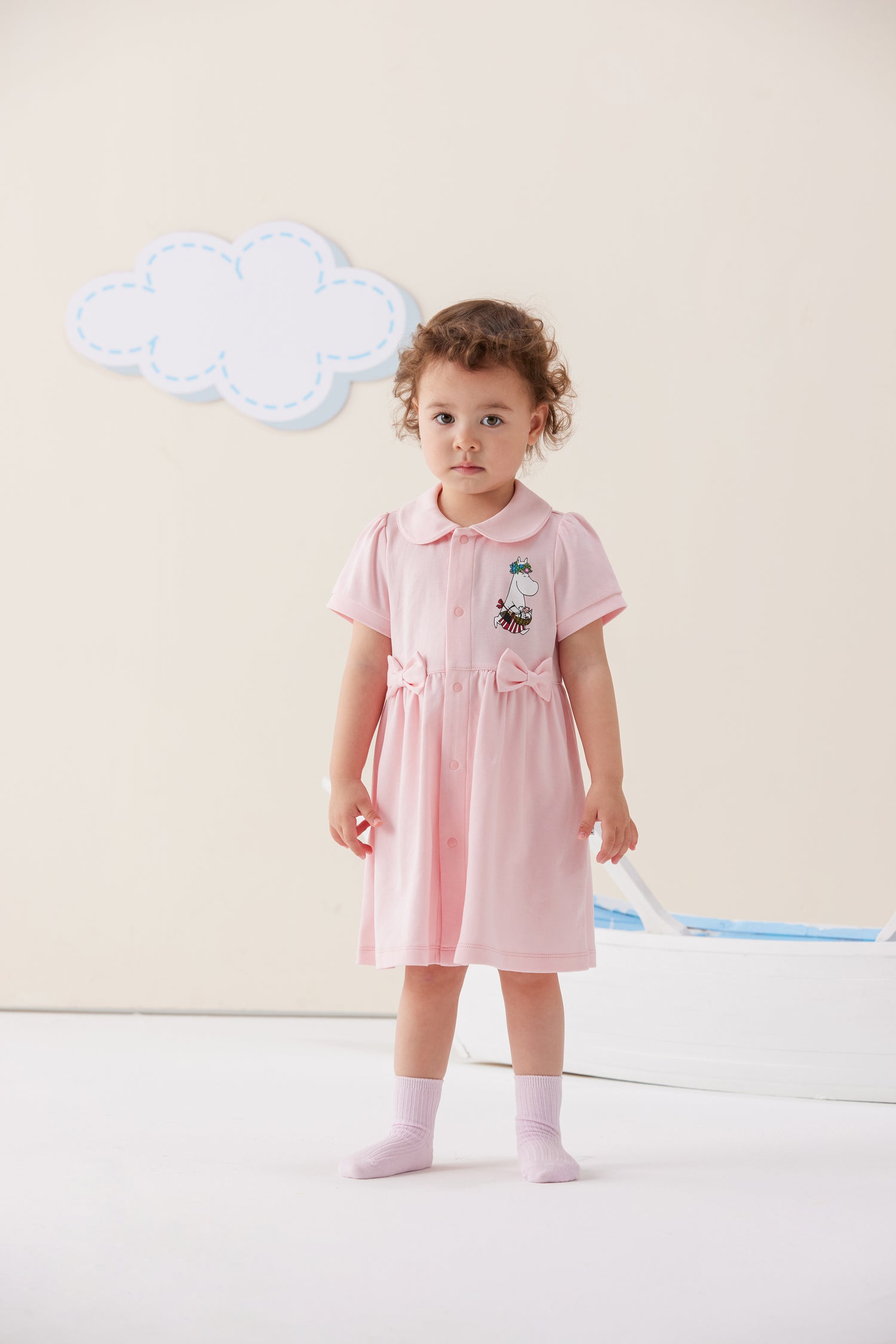 Vauva x Moomin Vauva x Moomin - Baby Girl MoominMama Embroidered Short Sleeve Dress - Pink Dresses