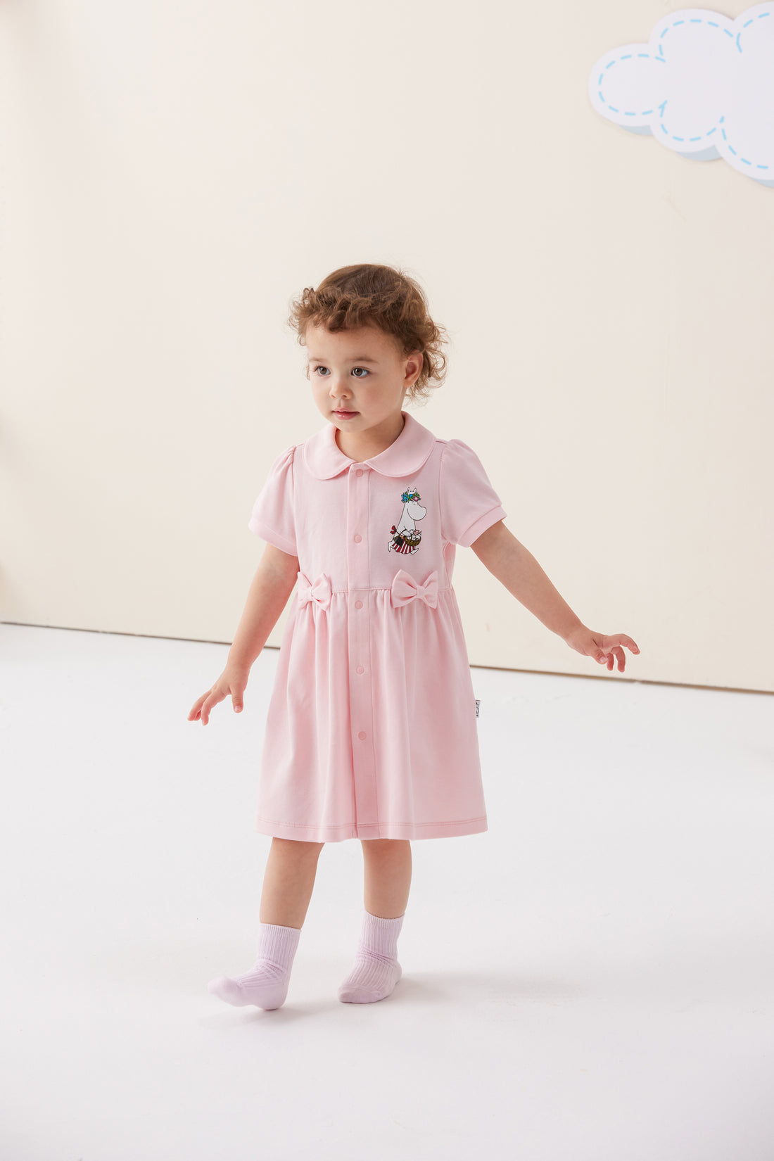 Vauva x Moomin Vauva x Moomin - Baby Girl MoominMama Embroidered Short Sleeve Dress - Pink Dresses