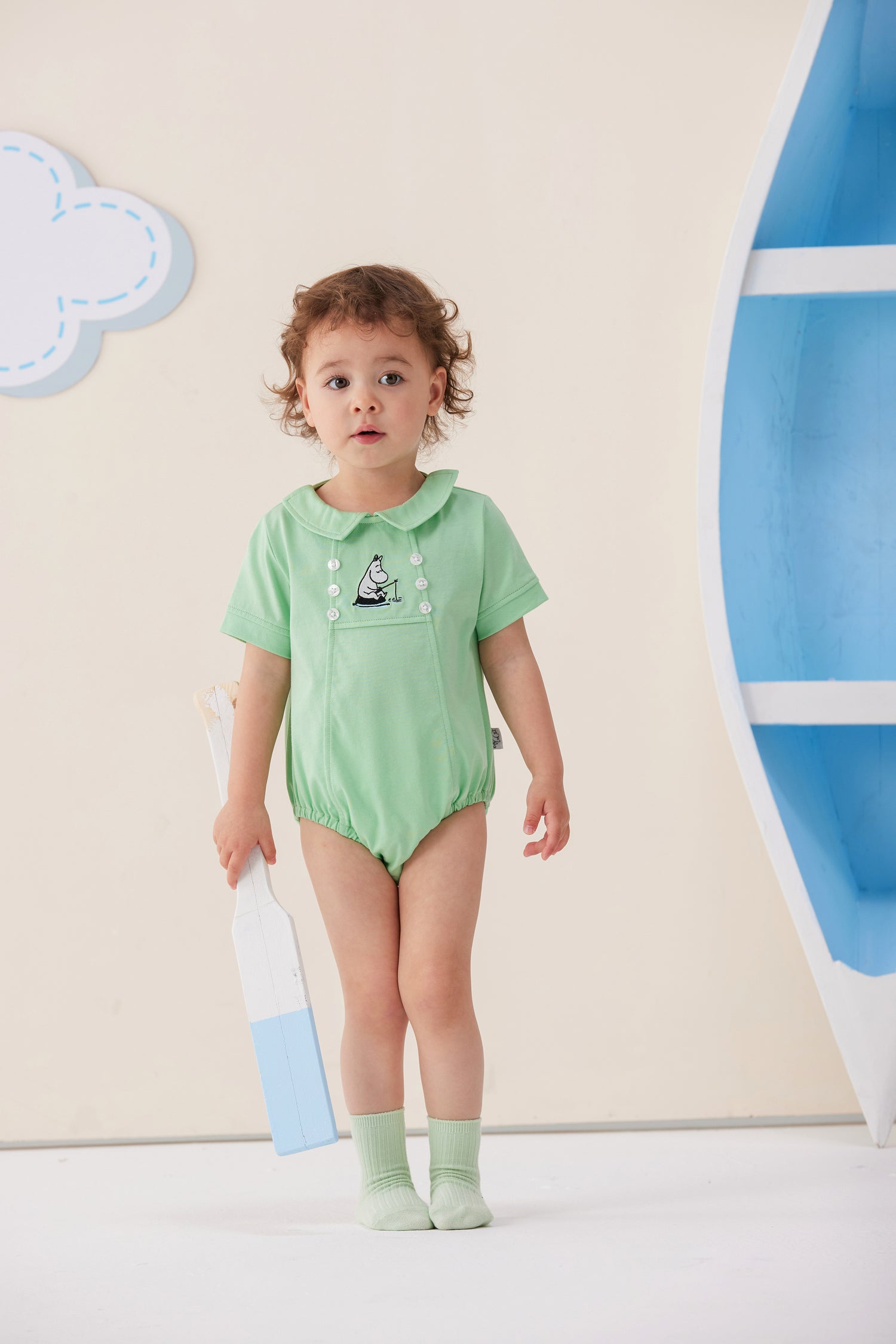 Vauva x Moomin Vauva x Moomin - Baby Boy Moomin Embroidered Bodysuit - Pastel Green Bodysuit