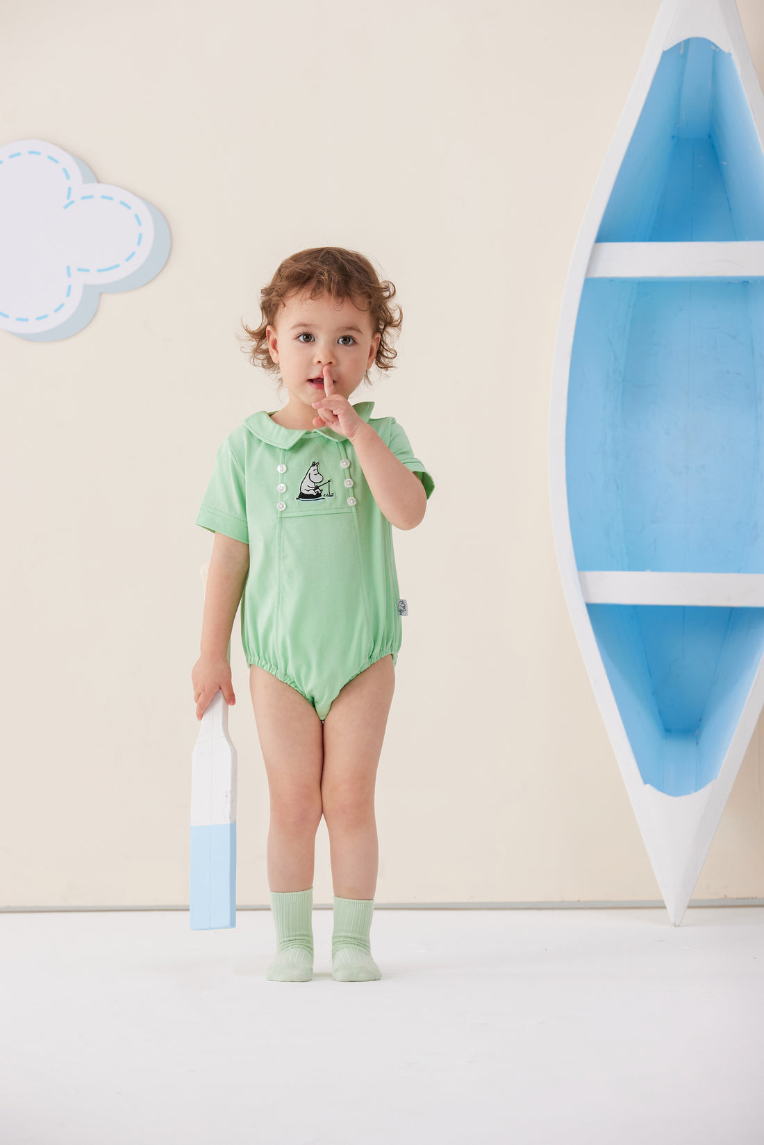 Vauva x Moomin Vauva x Moomin - Baby Boy Moomin Embroidered Bodysuit - Pastel Green Bodysuit