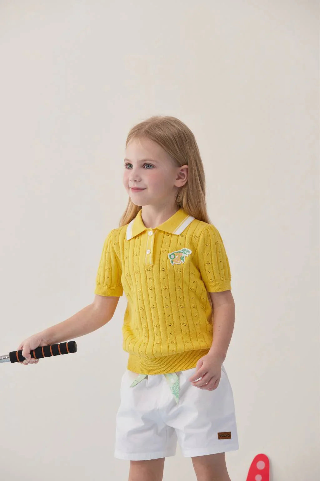 VAUVA Vauva SS24 - Girls Knitted Polo Sweater (Orange) Sweater