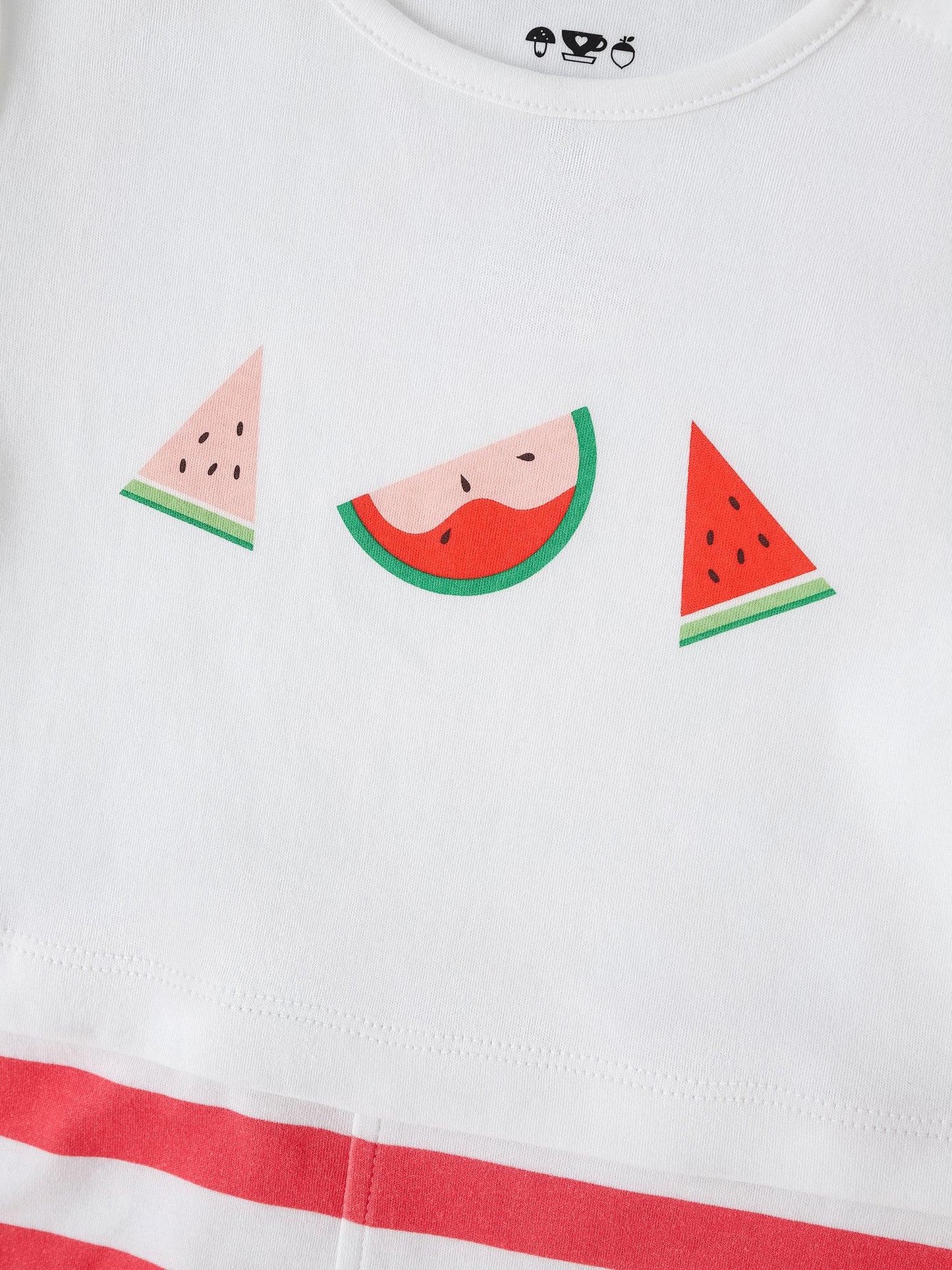 Baby Short Sleeve Watermelon Print Two-Tone Romper