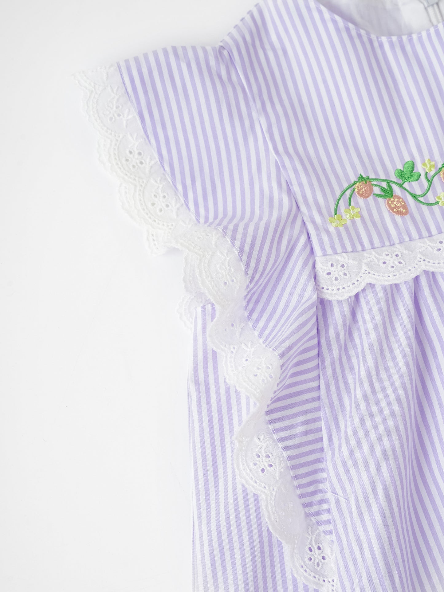 Girls Lace-Trimmed Ruffle Sleeve Dress