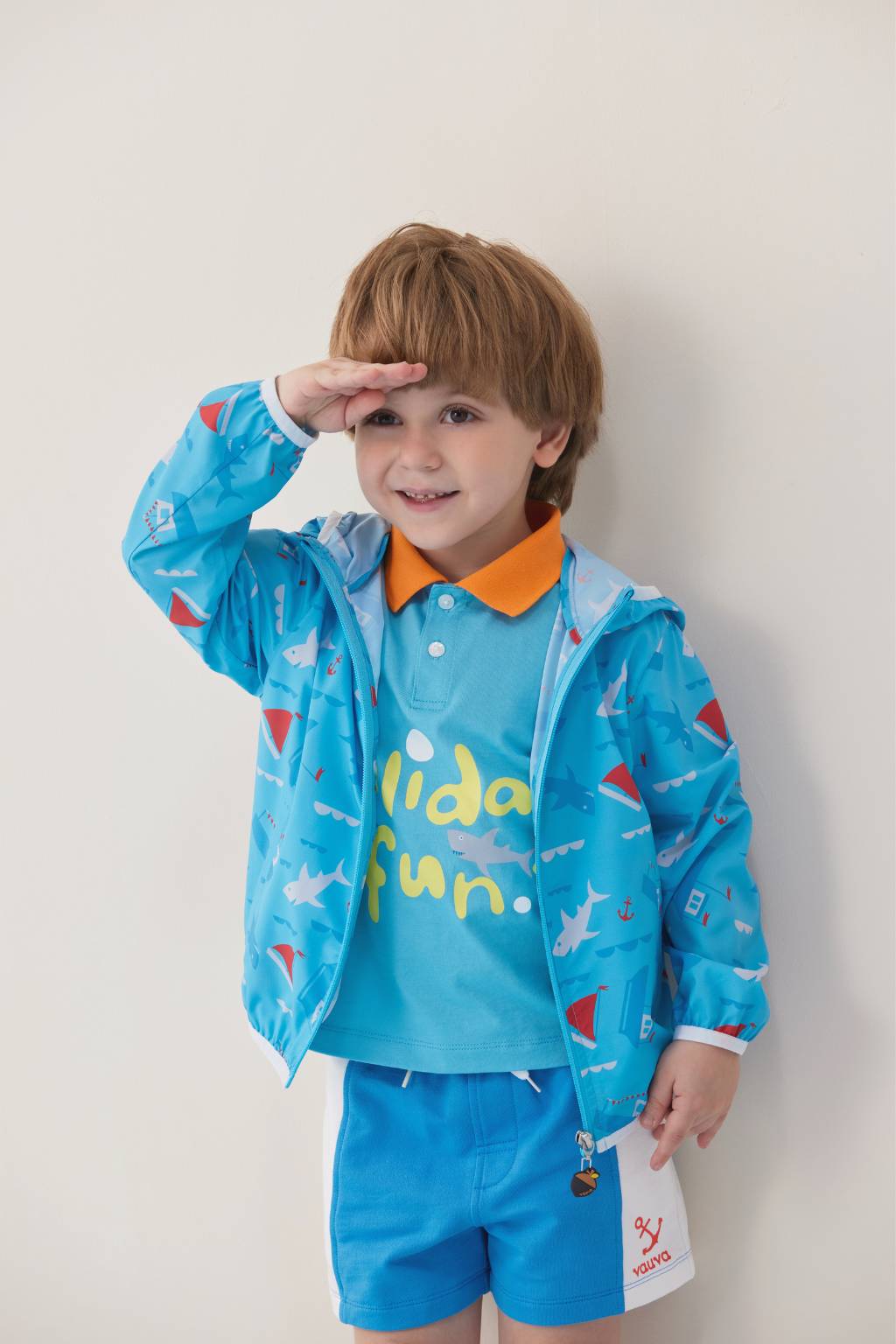 Boys Ocean All Over Printed Windbreaker UV Protection