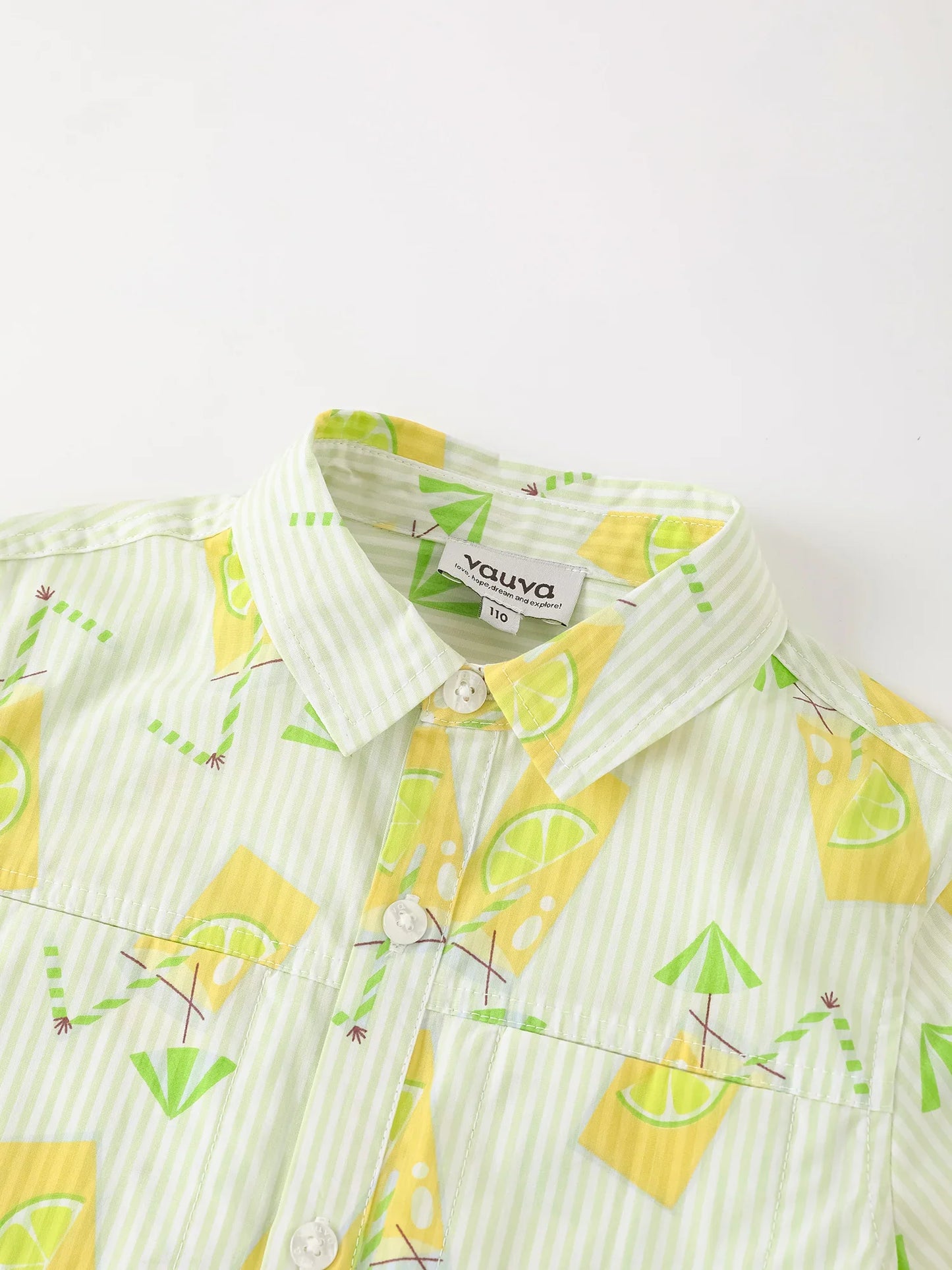 Boys Short Sleeve All-Over Lemon Tea Print Shirt