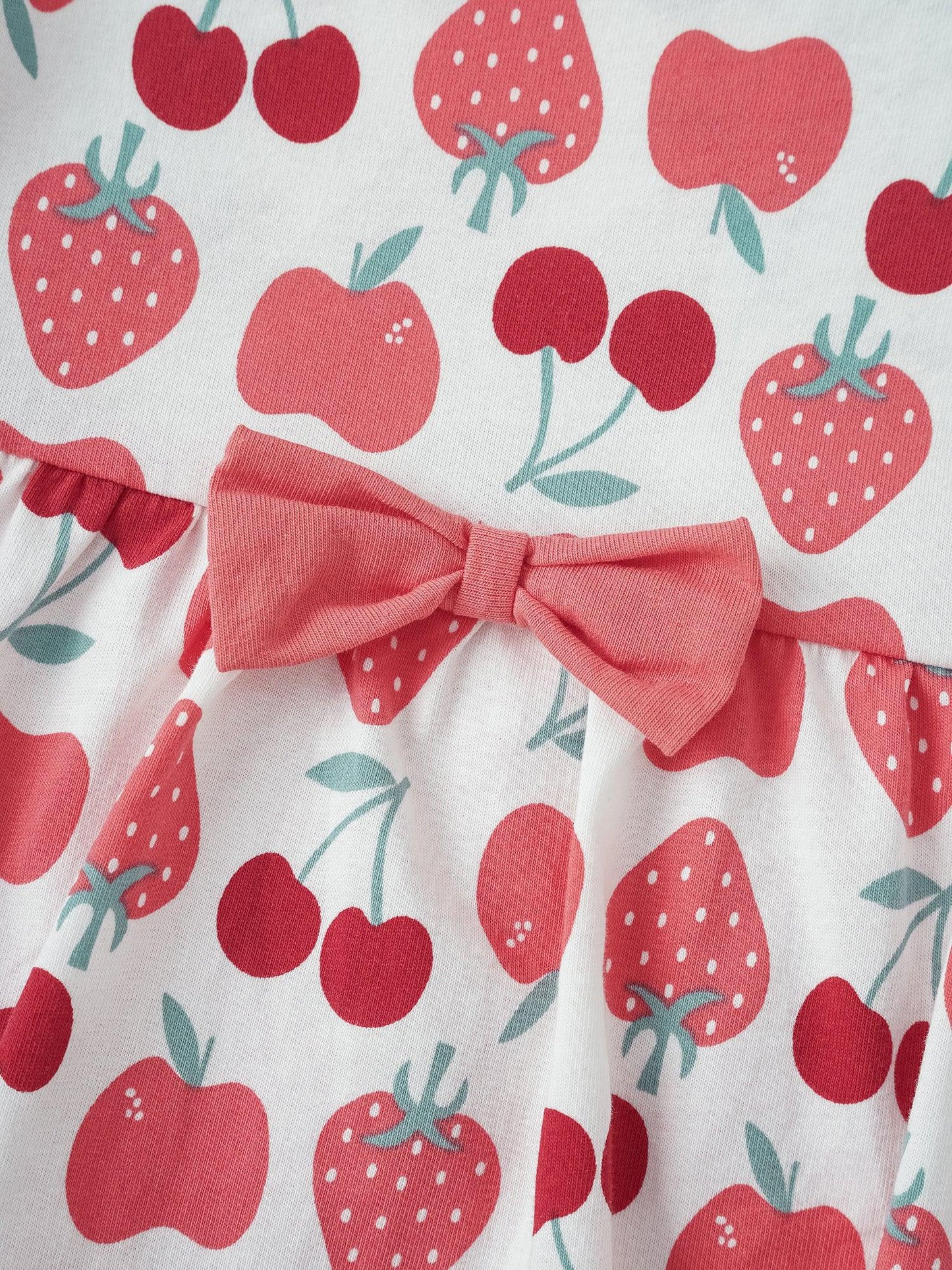 Baby Girls Short Sleeve All-Over Berries Print Two-Tone Romper
