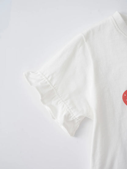 Kid Ruffle Short Sleeve Berries Print Tee