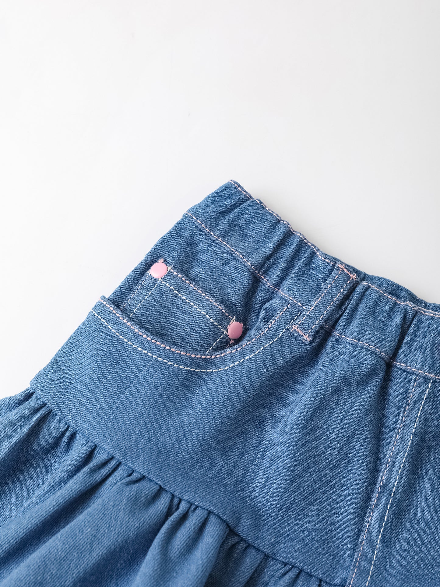 Girls Ruffle Bottom Denim Skirt