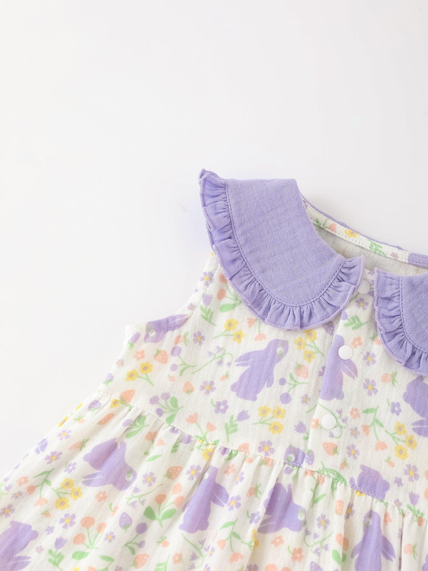 Baby Girls Babydoll Collar Sleeveless All-Over Bunny Print Dress & Knicker Set