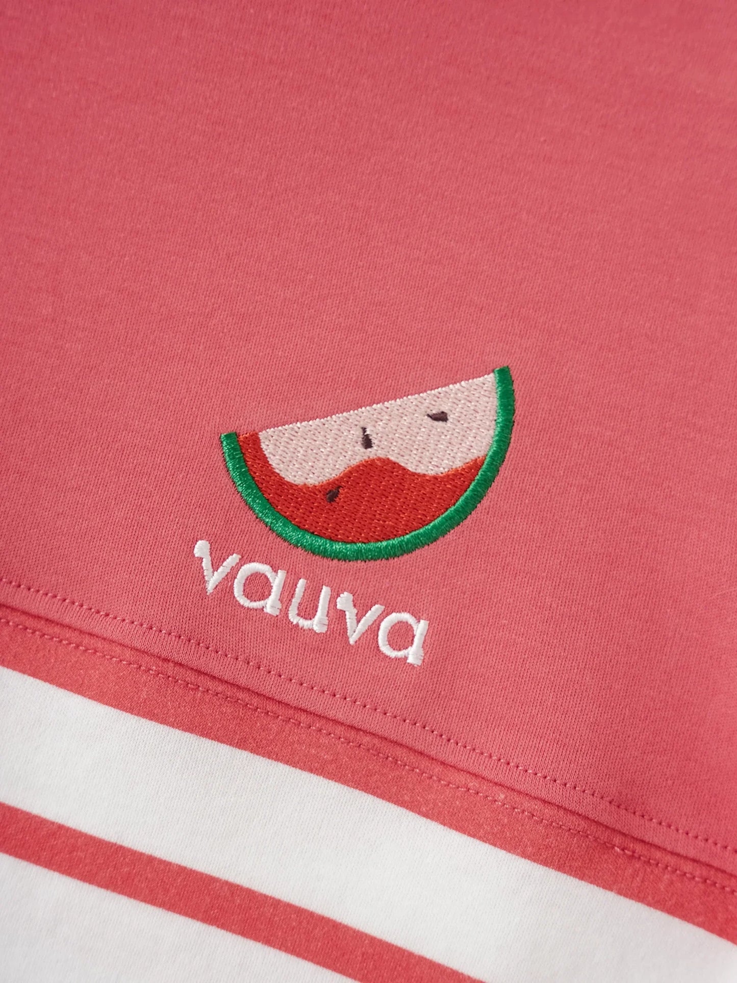 Kid Short Sleeve Watermelon Embroidery Two-Tone Tee