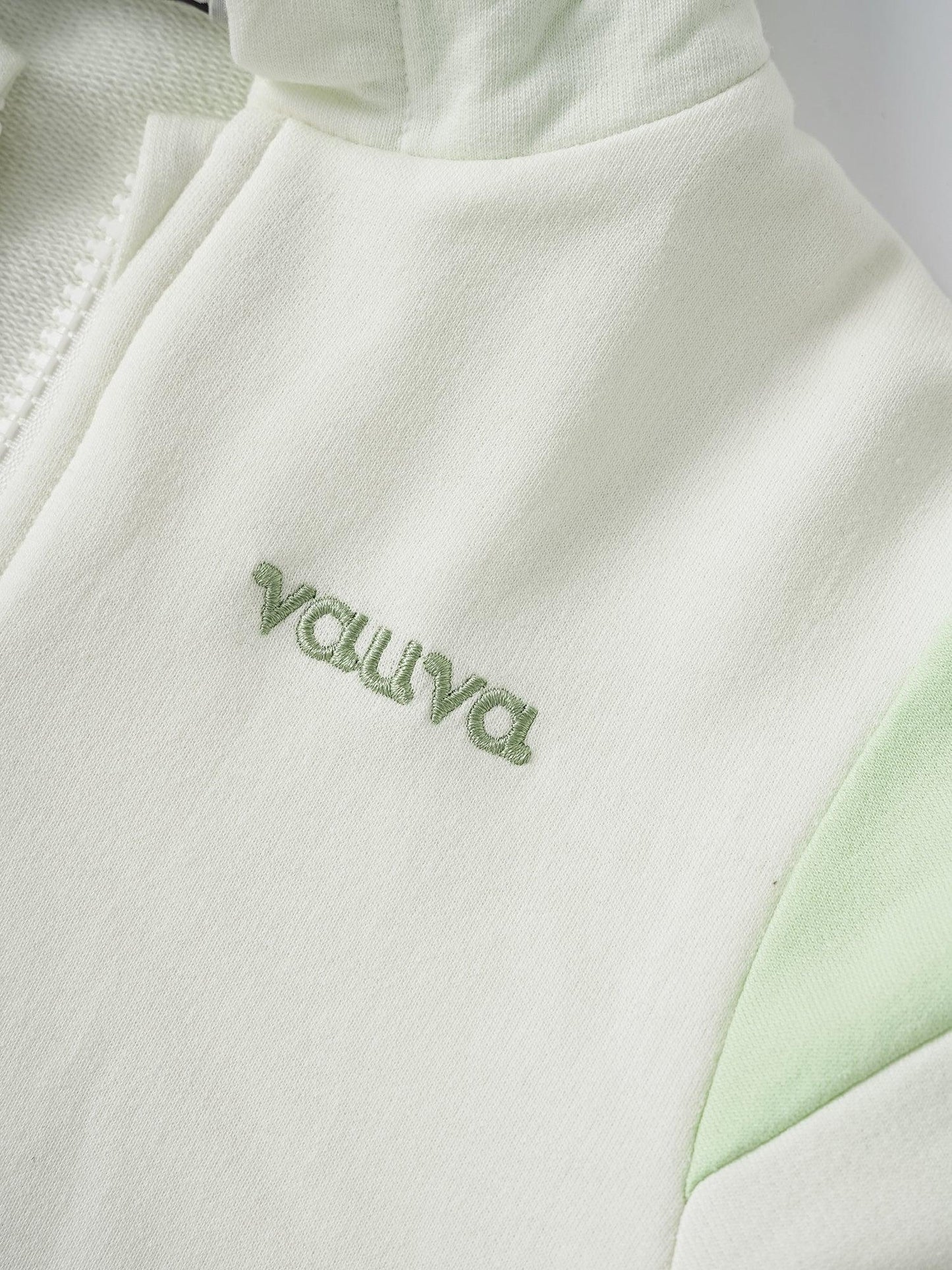 Kid Short Sleeve Logo Embroidery Zipped Hoodie