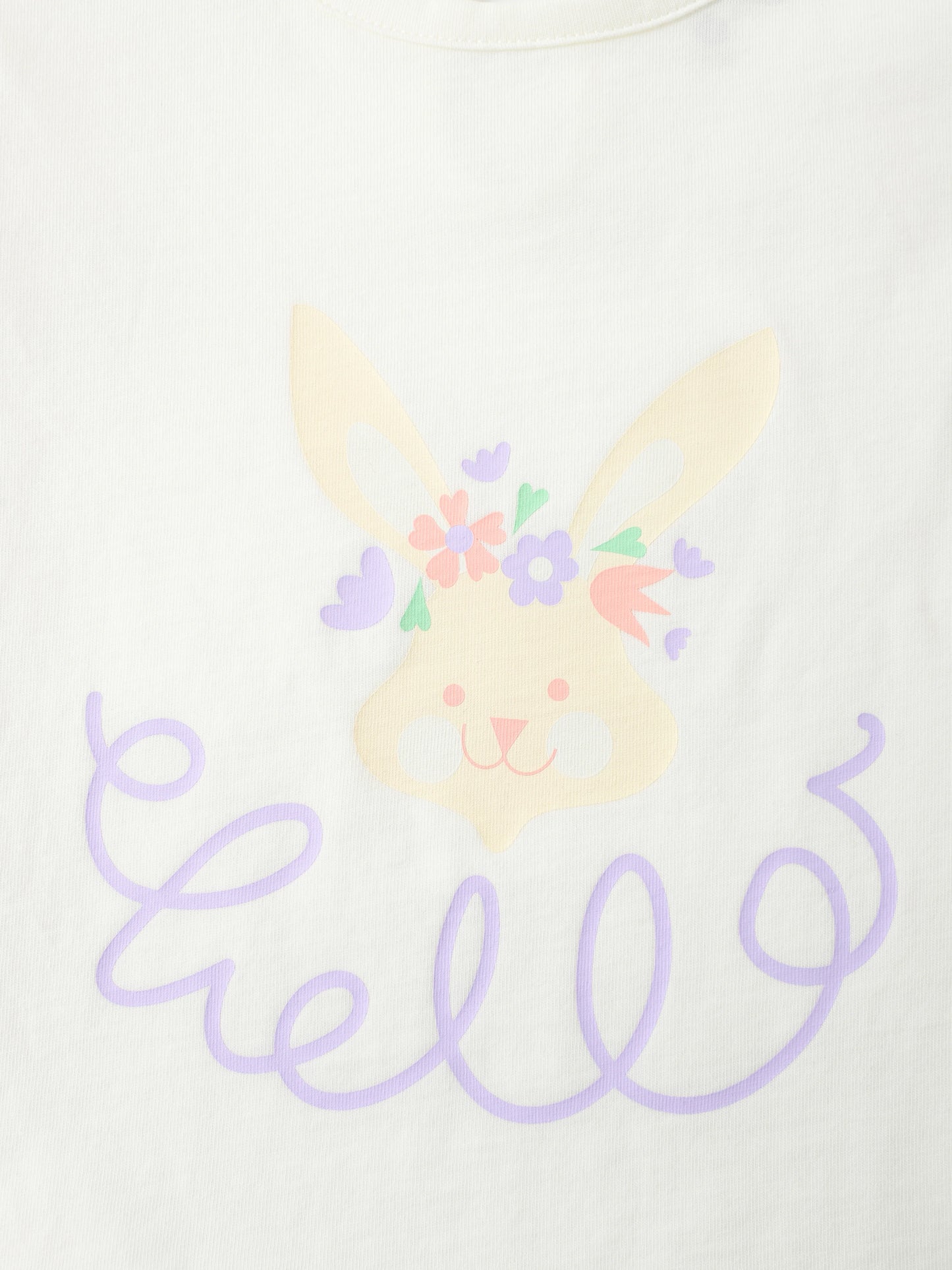Girls Lace Cap Sleeve Bunny Print Tee