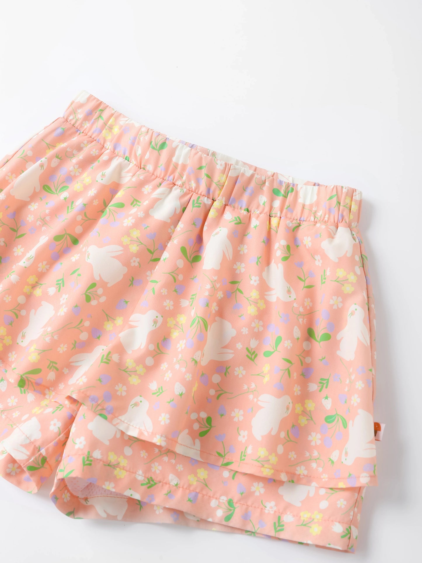 Girls All-Over Bunny Print Layered Shorts