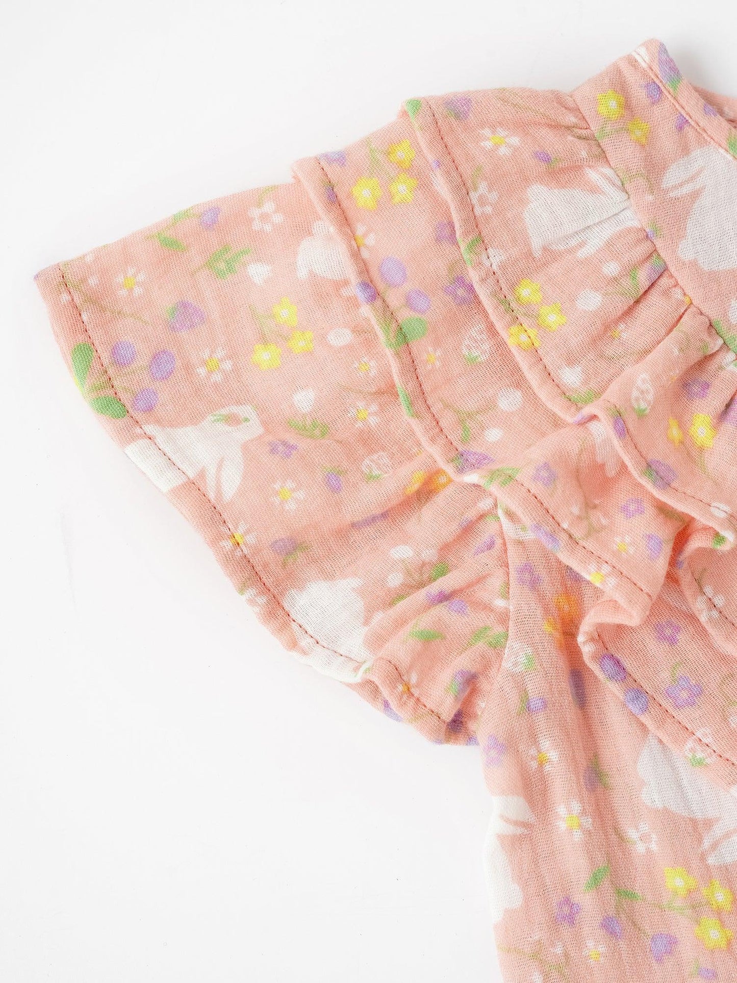 Girls All-Over Bunny Print Frills Top