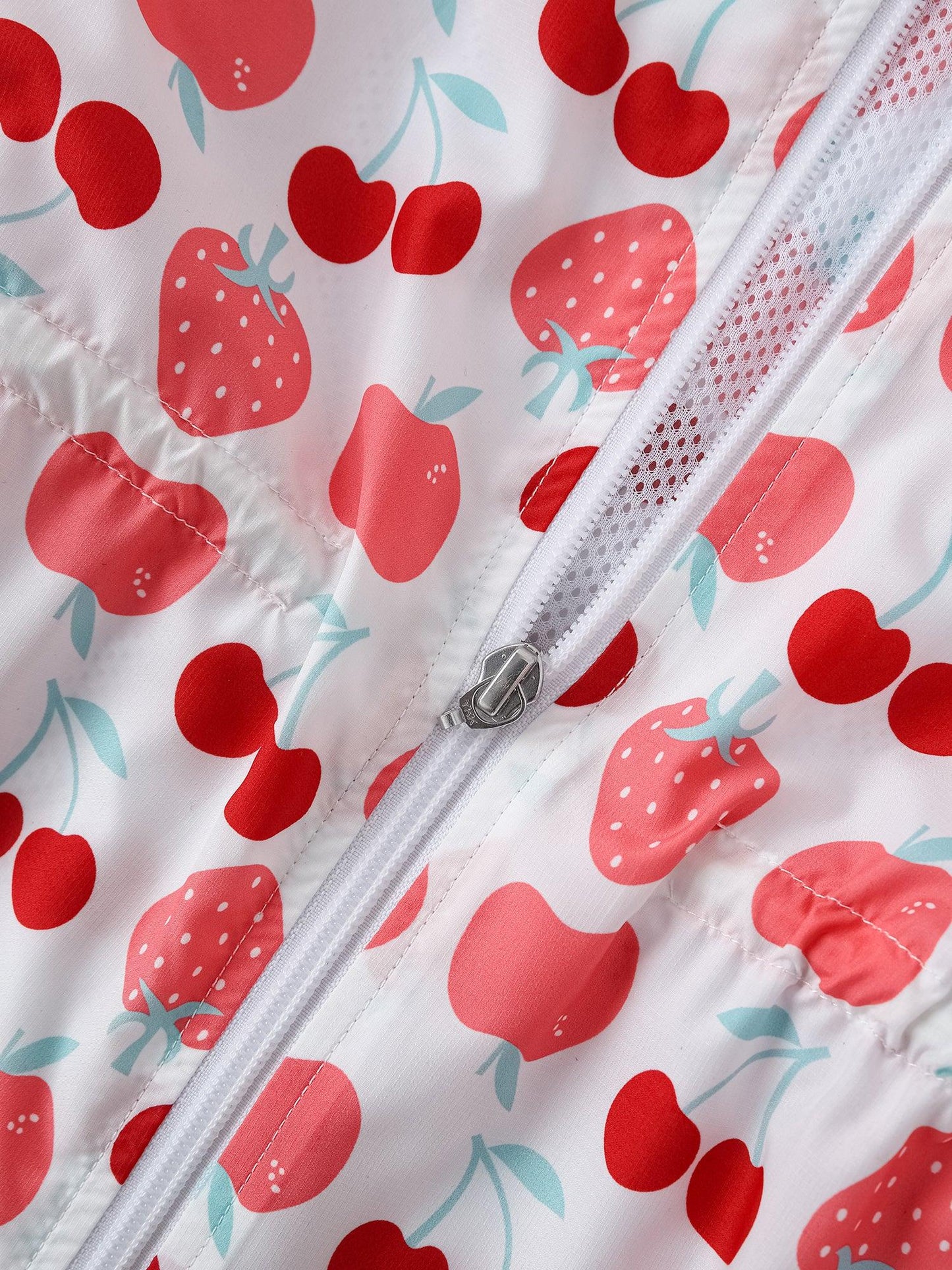 Girls All-Over Berries Print Zipped Windbreaker