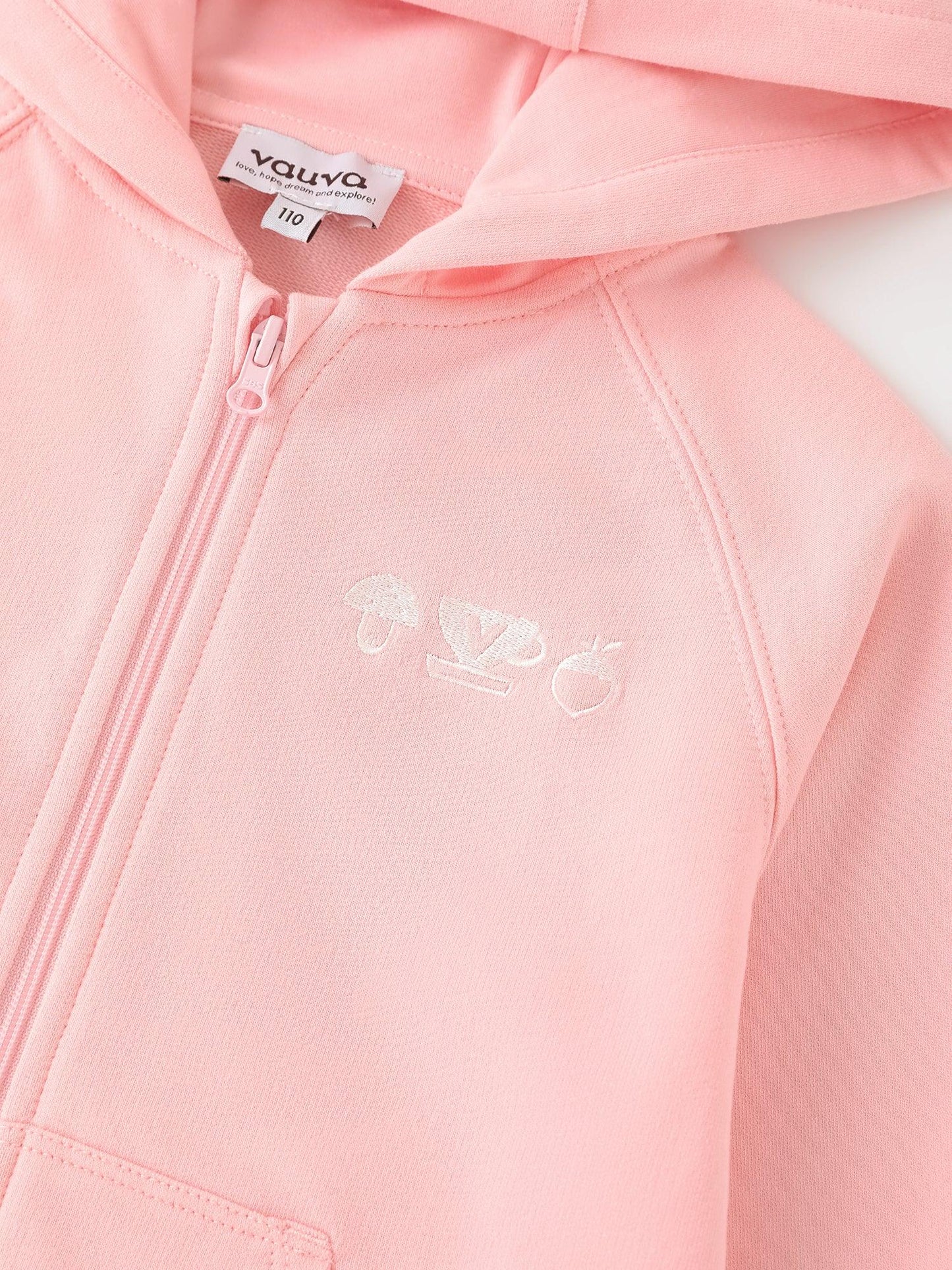 Kid Long Sleeve Embroidery Zipped Hoodie