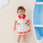 VAUVA Vauva SS24 - Baby Girl Sailor Hook Embroidered Shirt Dress (Red) Dress