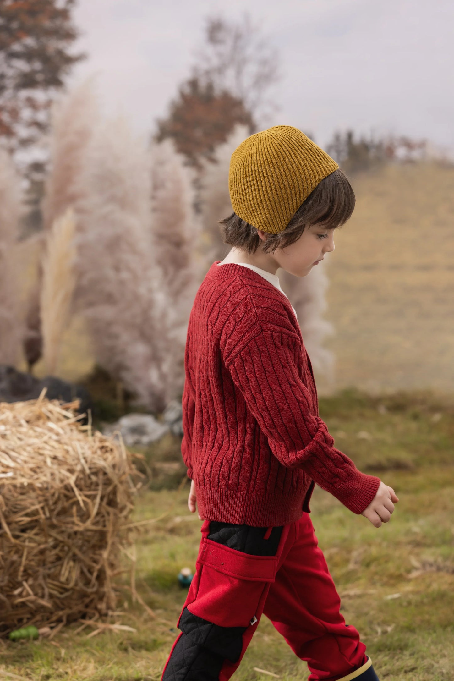 VAUVA Vauva FW23 - Boys Dark Red Cotton Cashmere Jacket Coat & Jacket
