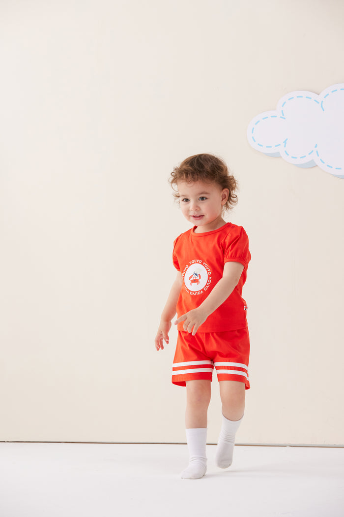 VAUVA Vauva SS24 - Baby Crab Print T-Shirt & Shorts Set (Orange) Combination Clothes Set
