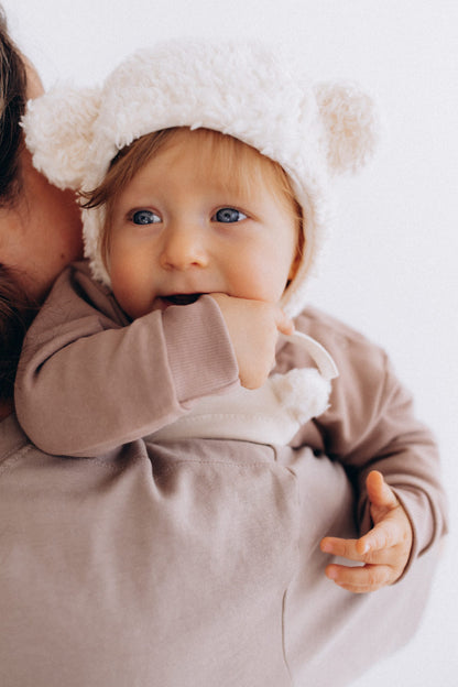 Plush Hat with Teddy Ears with Merino Wool Lining