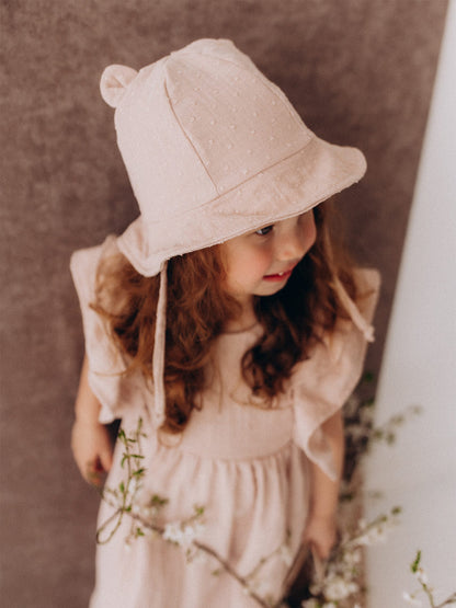 Muslin Sun Hat With Teddy Ears (GOTS)