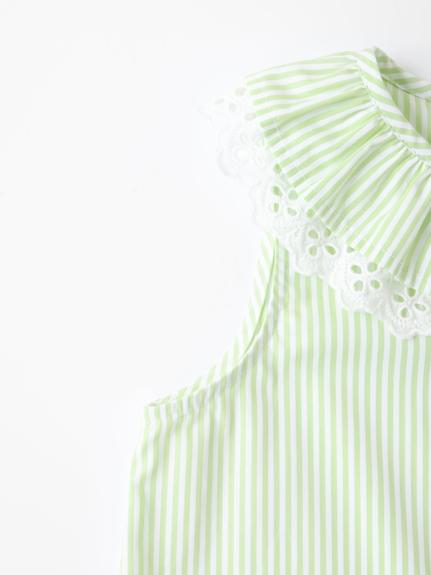 Girls Lace-Trimmed Collar Sleeveless Tie Bottom Top