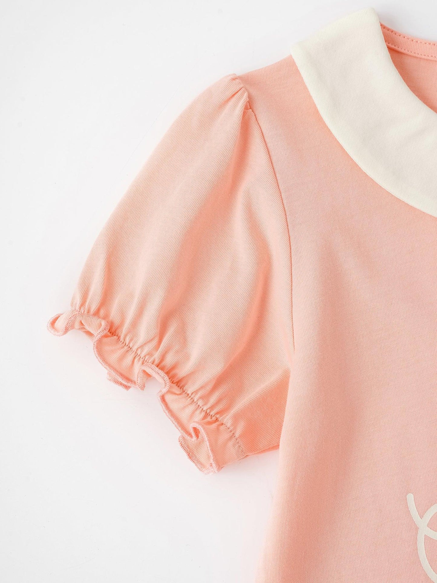 Kid Signature Collar Short Sleeve Bunny Print Tee