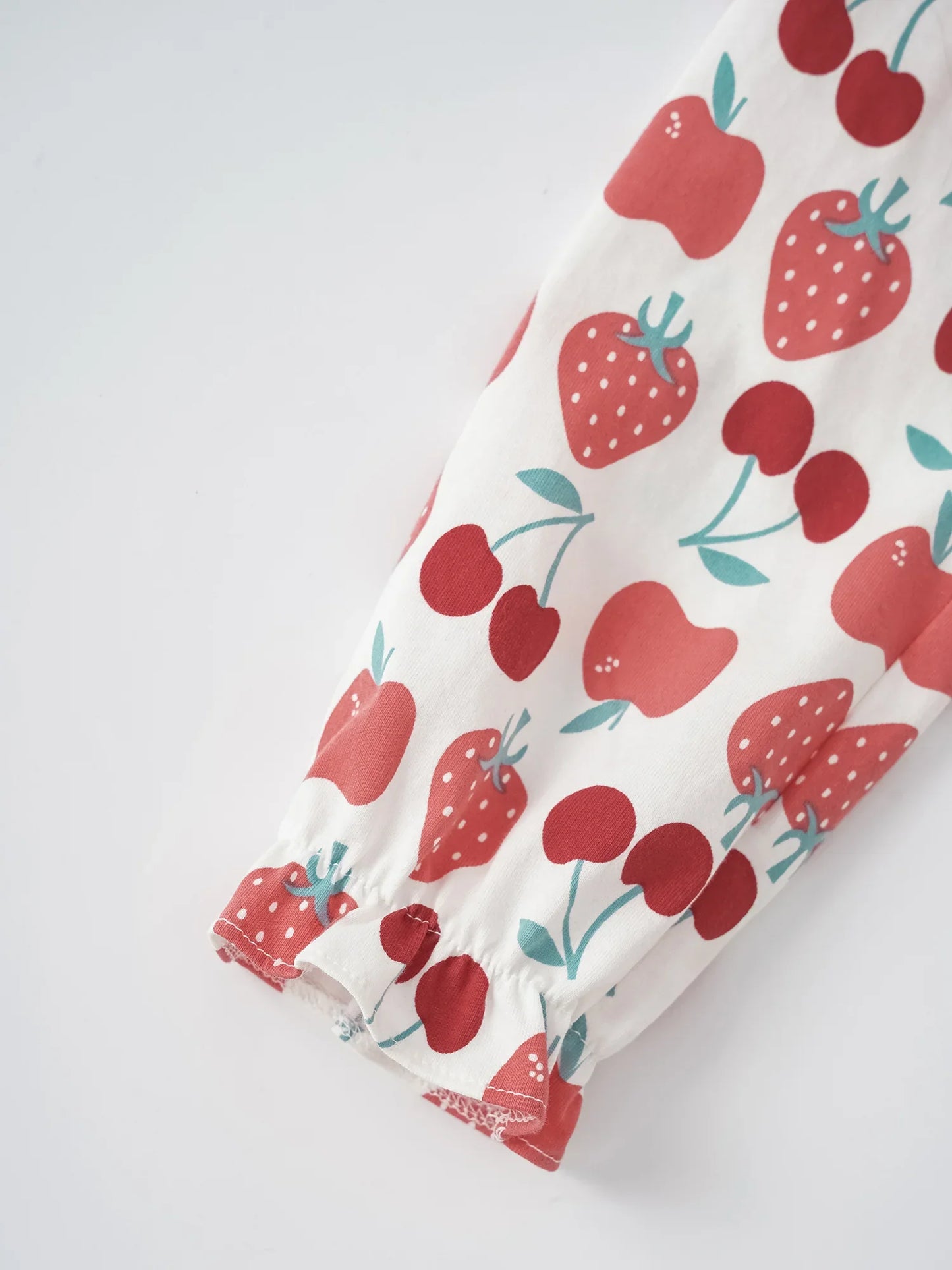 Girls Long Puff Sleeve All-Over Berries Print Top