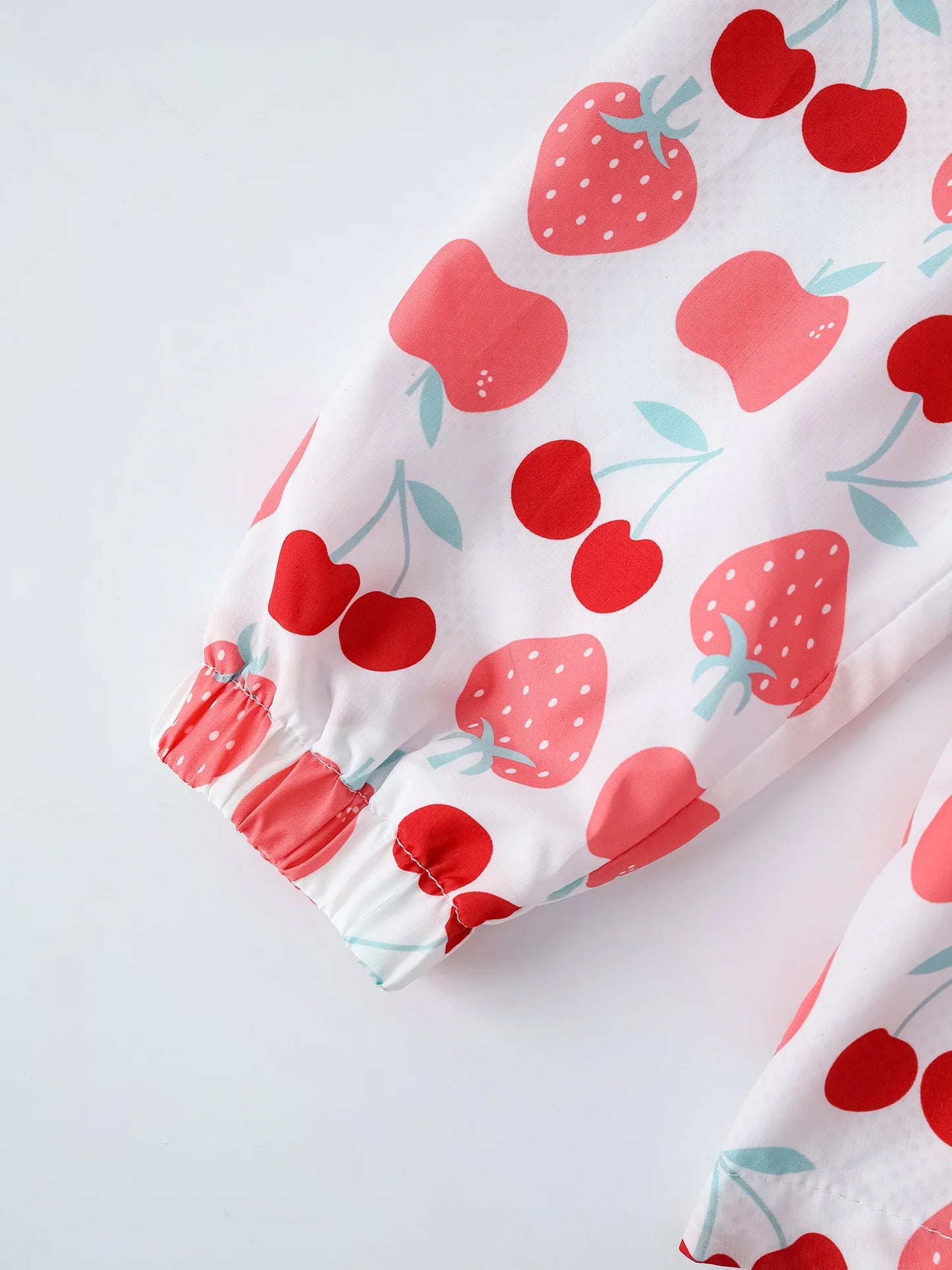 Girls All-Over Berries Print Zipped Windbreaker