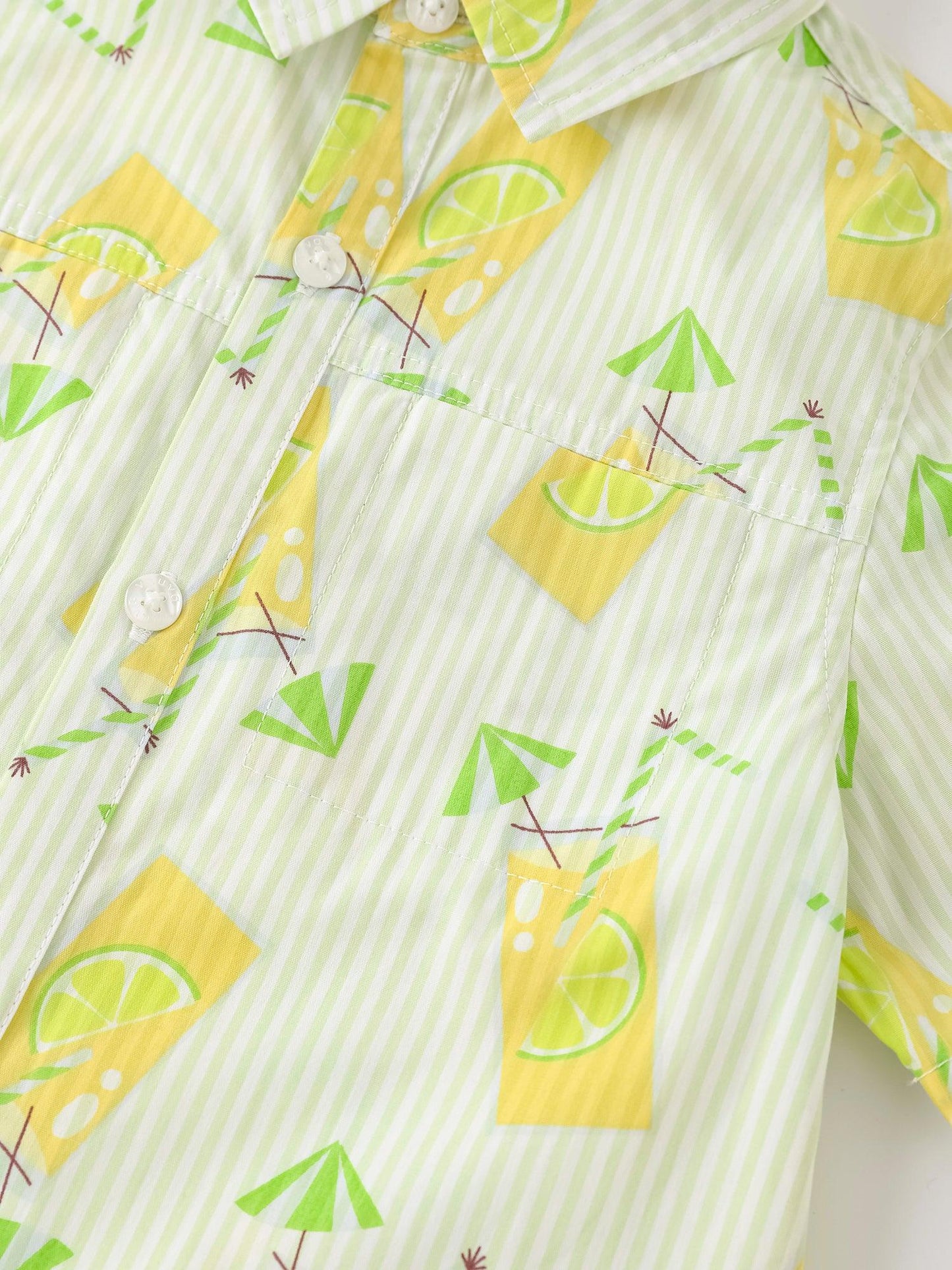 Boys Short Sleeve All-Over Lemon Tea Print Shirt