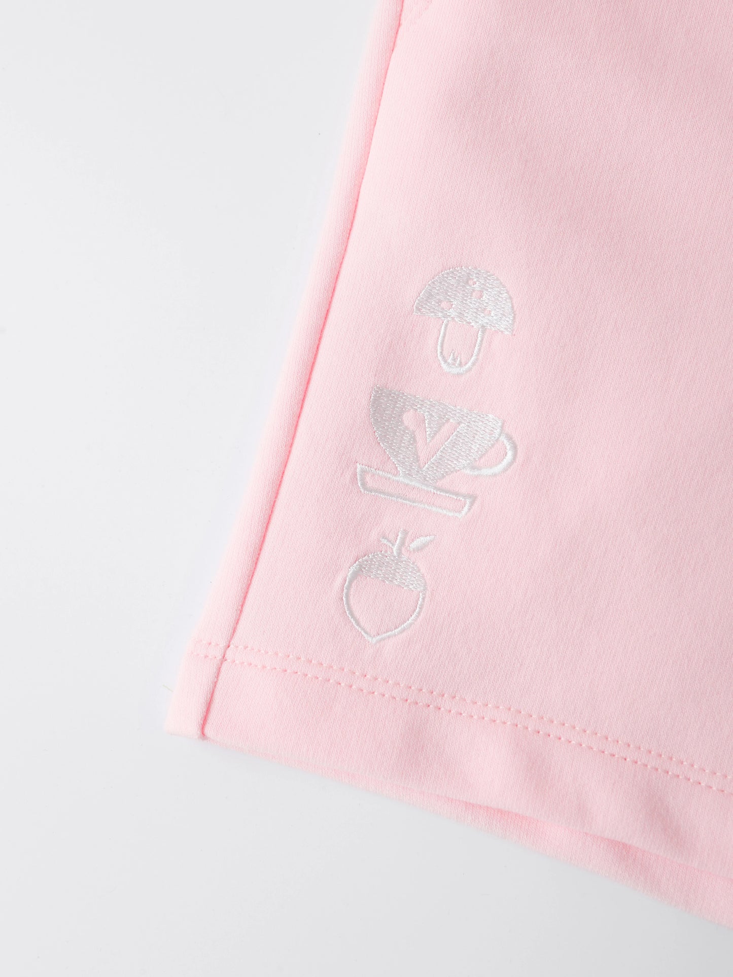 Girls Blush Pink Embroidery Sweat Shorts