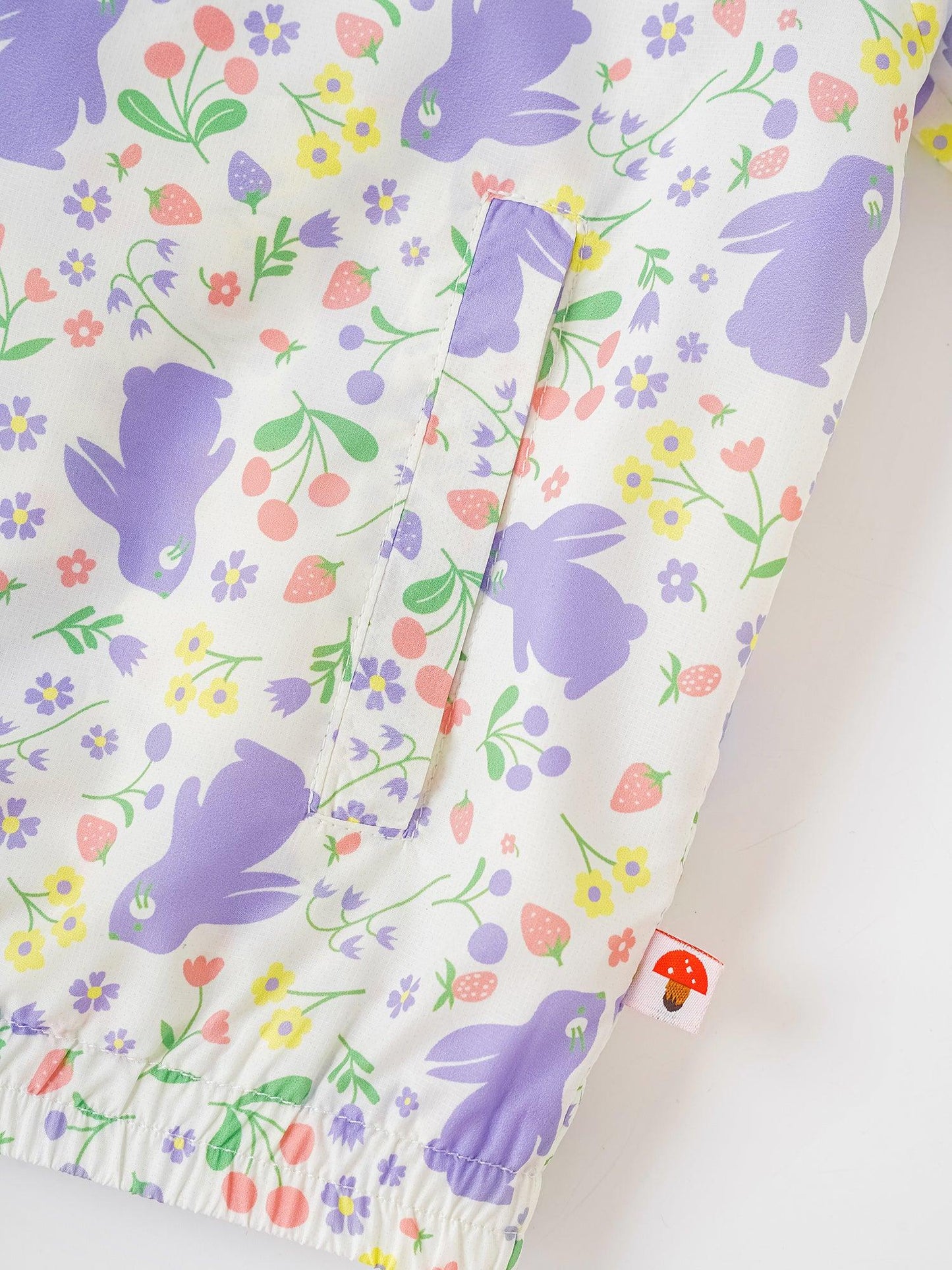 Girls All-Over Bunny Print Frills Zipped Windbreaker