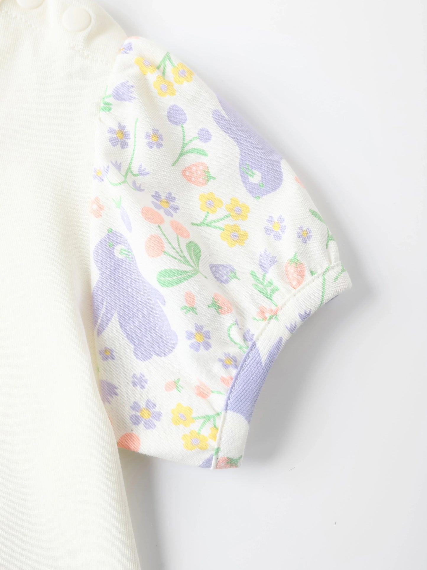 Baby Short Puff Sleeve Bunny Print Tee