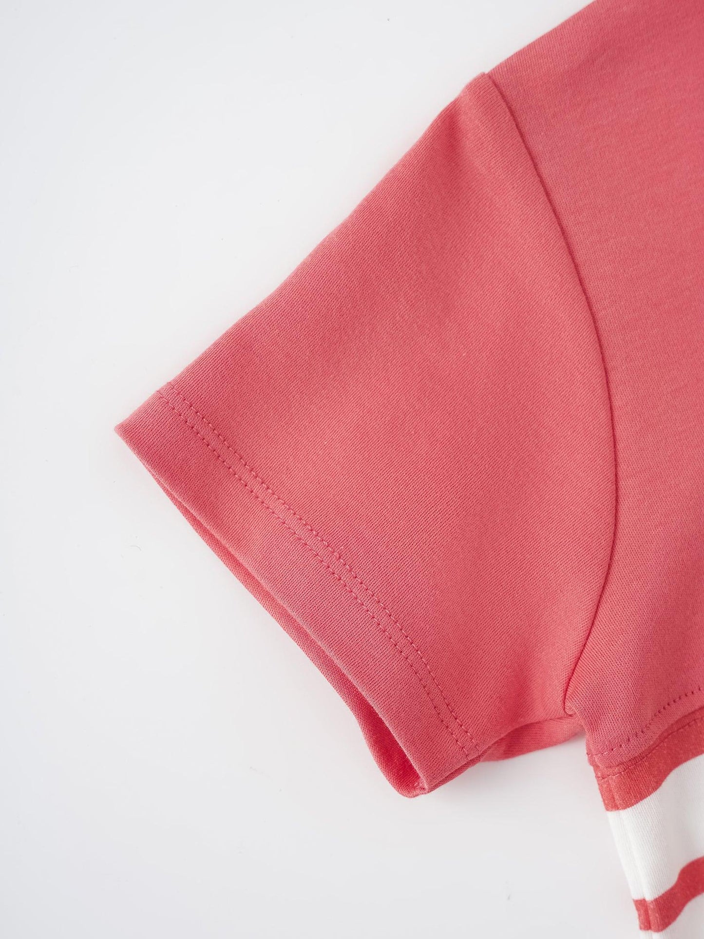 Kid Short Sleeve Watermelon Embroidery Two-Tone Tee