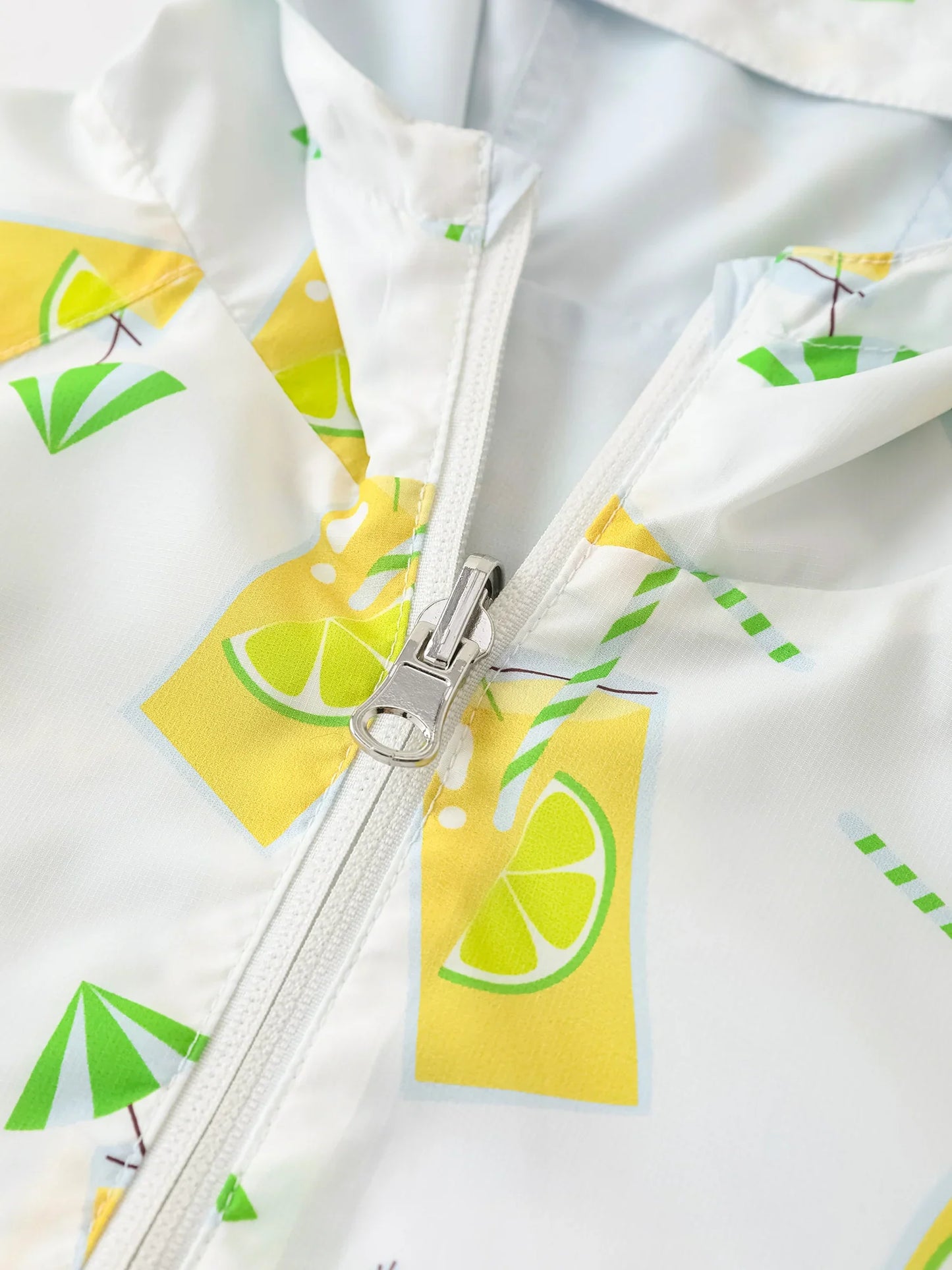 Boys Reversible All-Over Lemon Tea Print Zipped Windbreaker