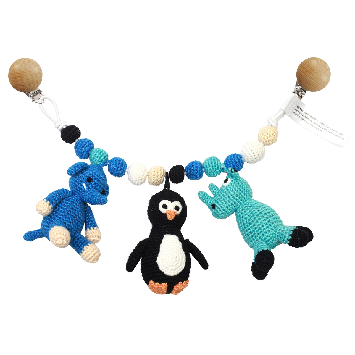 nature Zoo - Crochet Pram Mobile – Elephant, Penguin & Rhino