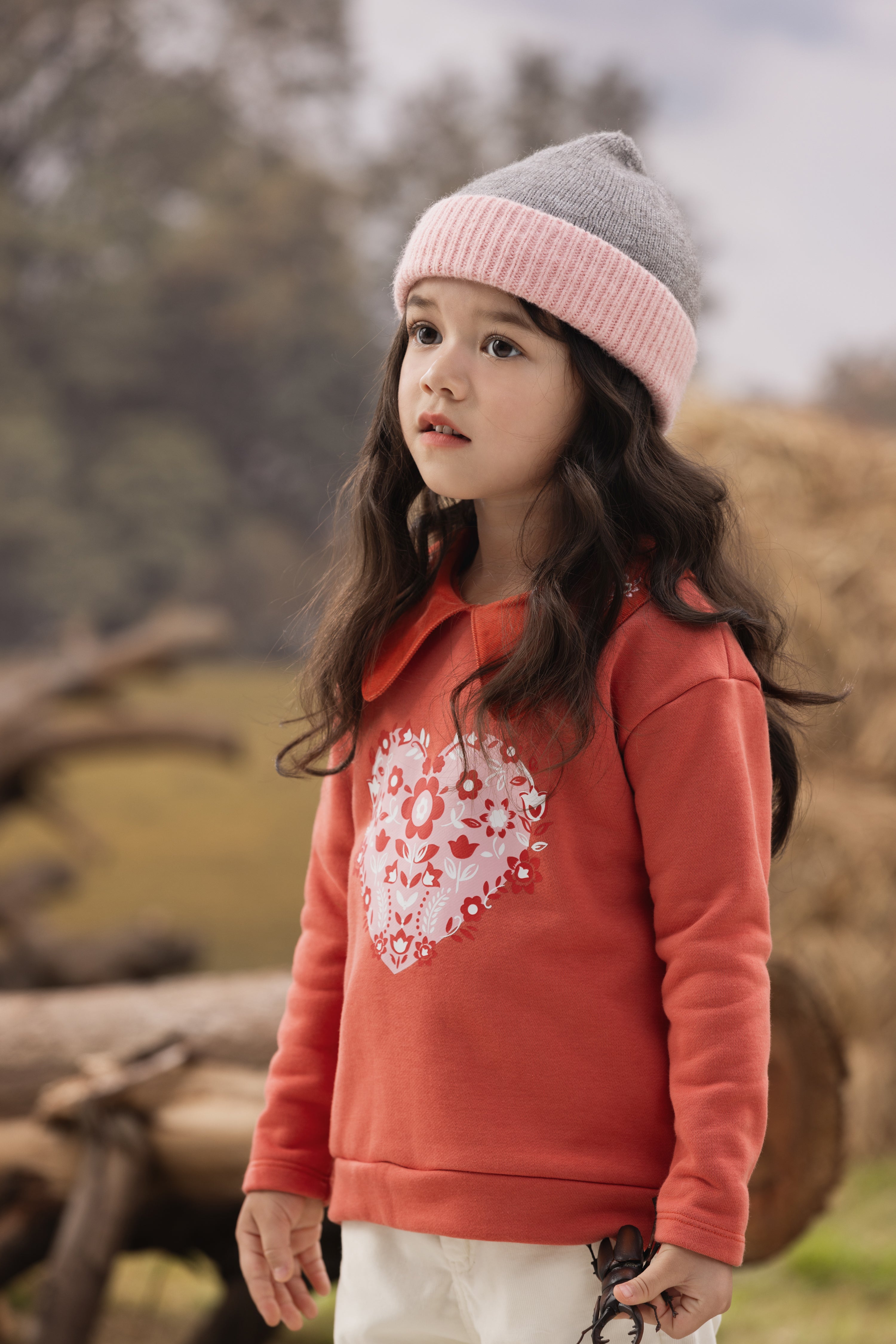 VAUVA Vauva FW23 - Girls Heart Logo Printed Sweatshirt (Red) Sweatshirt