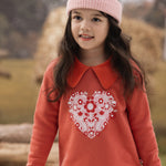 VAUVA Vauva FW23 - Girls Heart Logo Printed Sweatshirt (Red) Sweatshirt