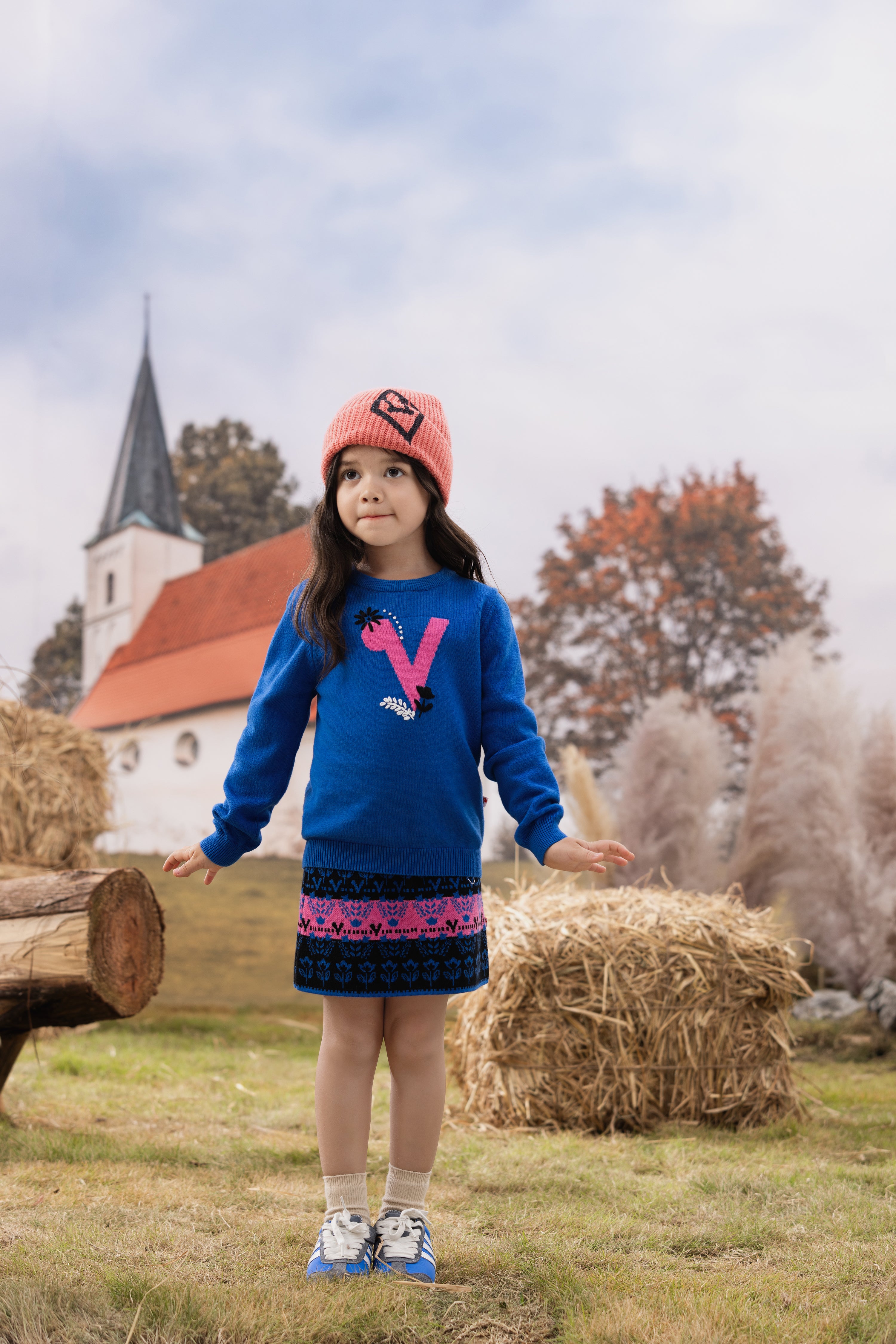 VAUVA Vauva FW23 - Girls Blue Printed Sweater Skirt Skirt