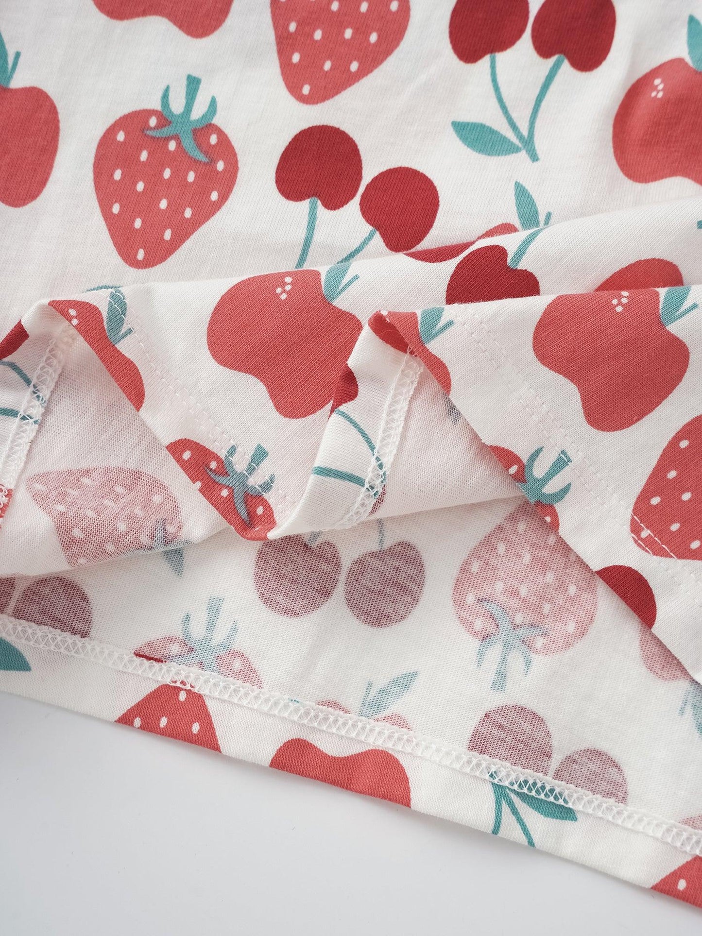 Girls Long Puff Sleeve All-Over Berries Print Top