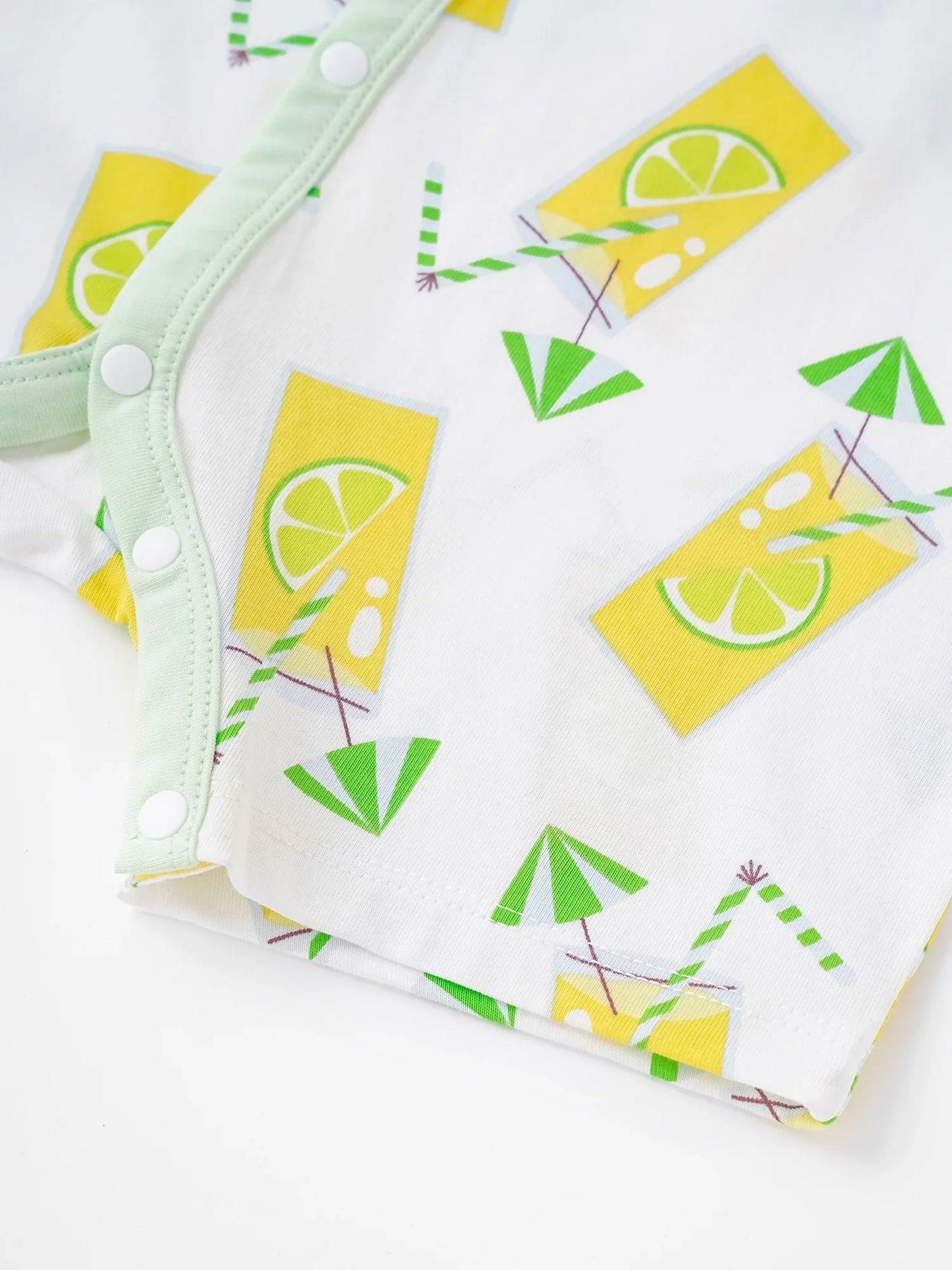 Baby Short Sleeve All-Over Lemon Tea Print Romper
