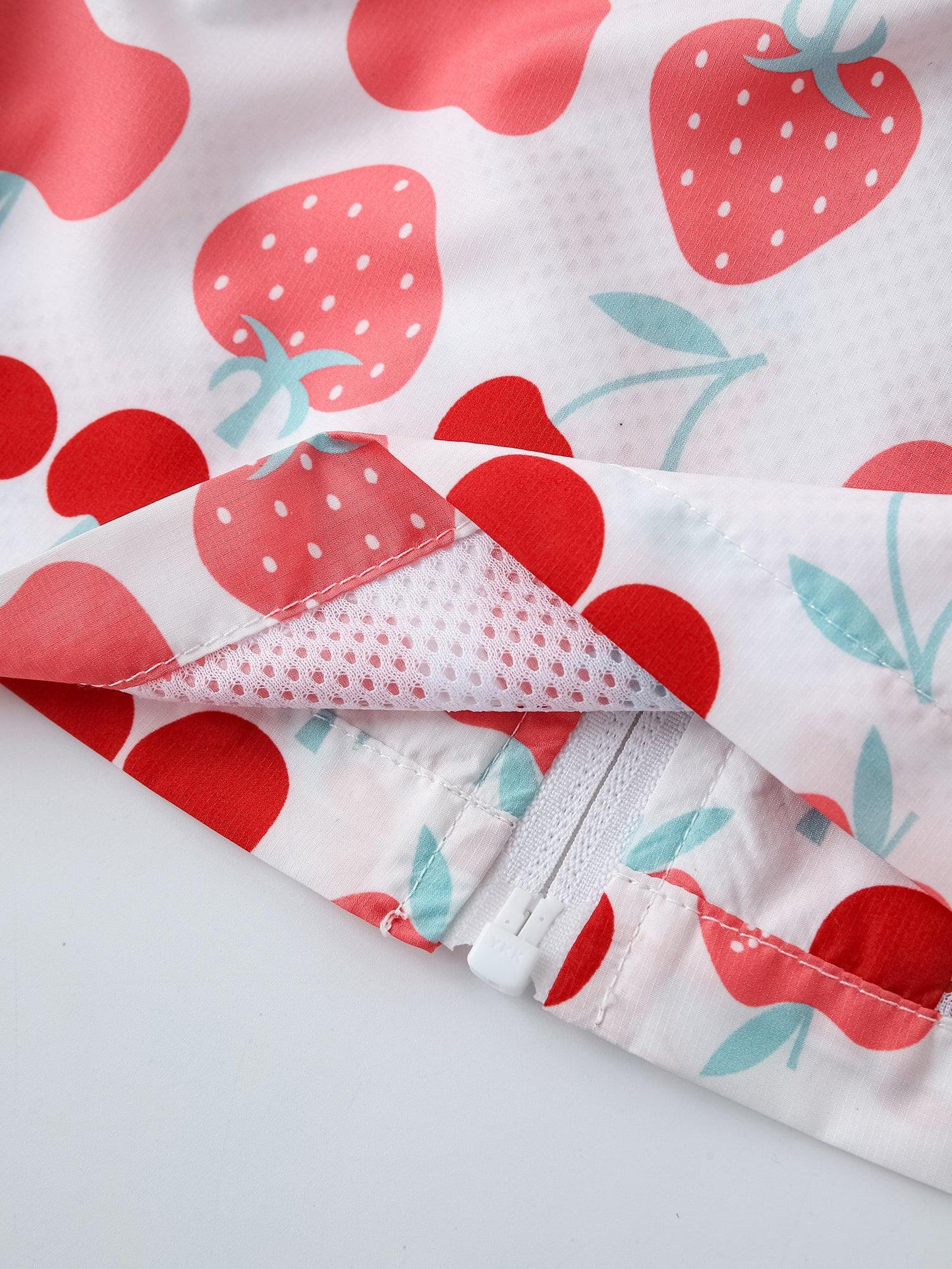 Girls All-Over Berries Print Zipped Windbreaker