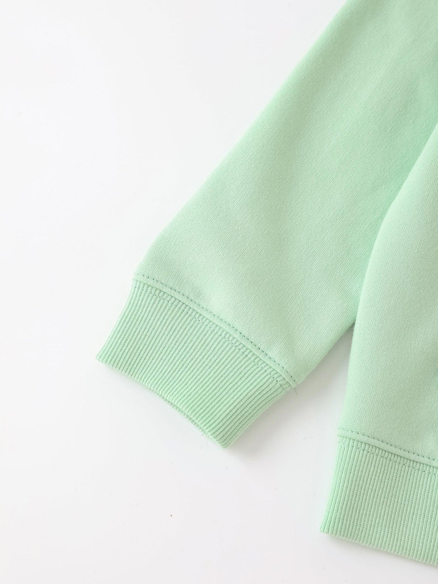 Boys Mint Green Embroidery Zip‑Up Hoodie Jacket