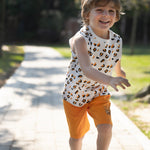 VAUVA Vauva SS23 Safari - Boys Leopard Print Cotton Vest (Orange) Vest