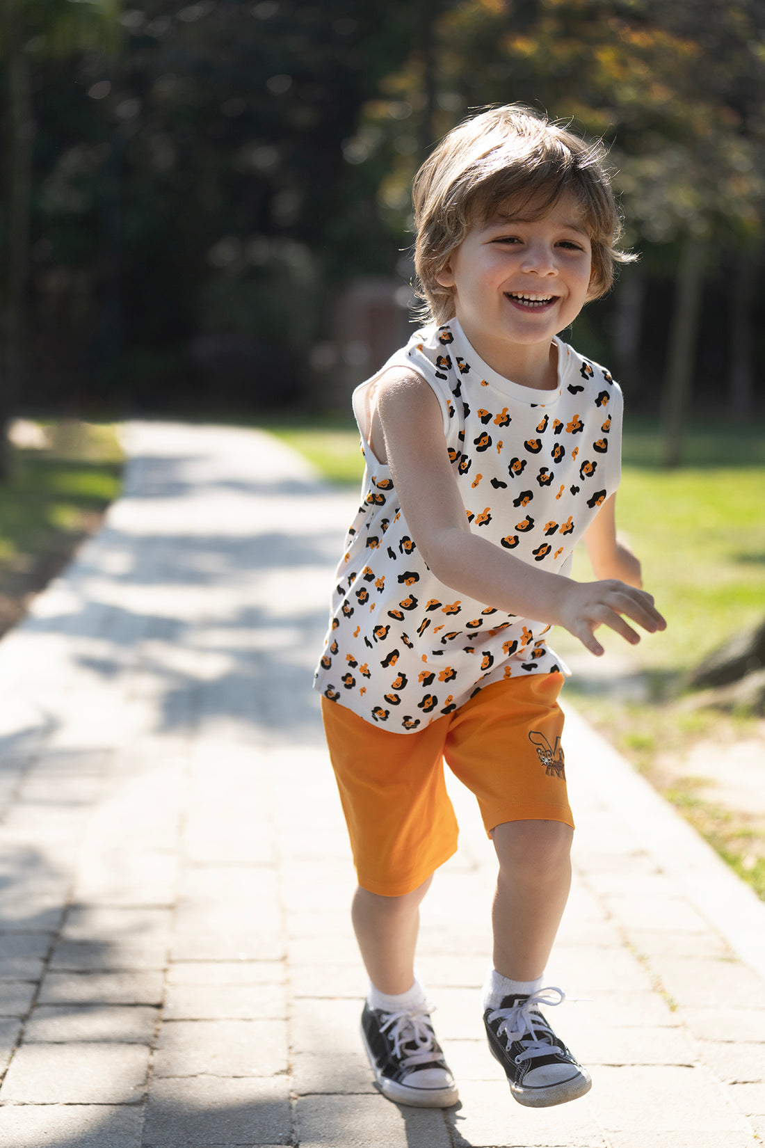 VAUVA Vauva SS23 Safari - Boys Leopard Print Cotton Vest (Orange) Vest