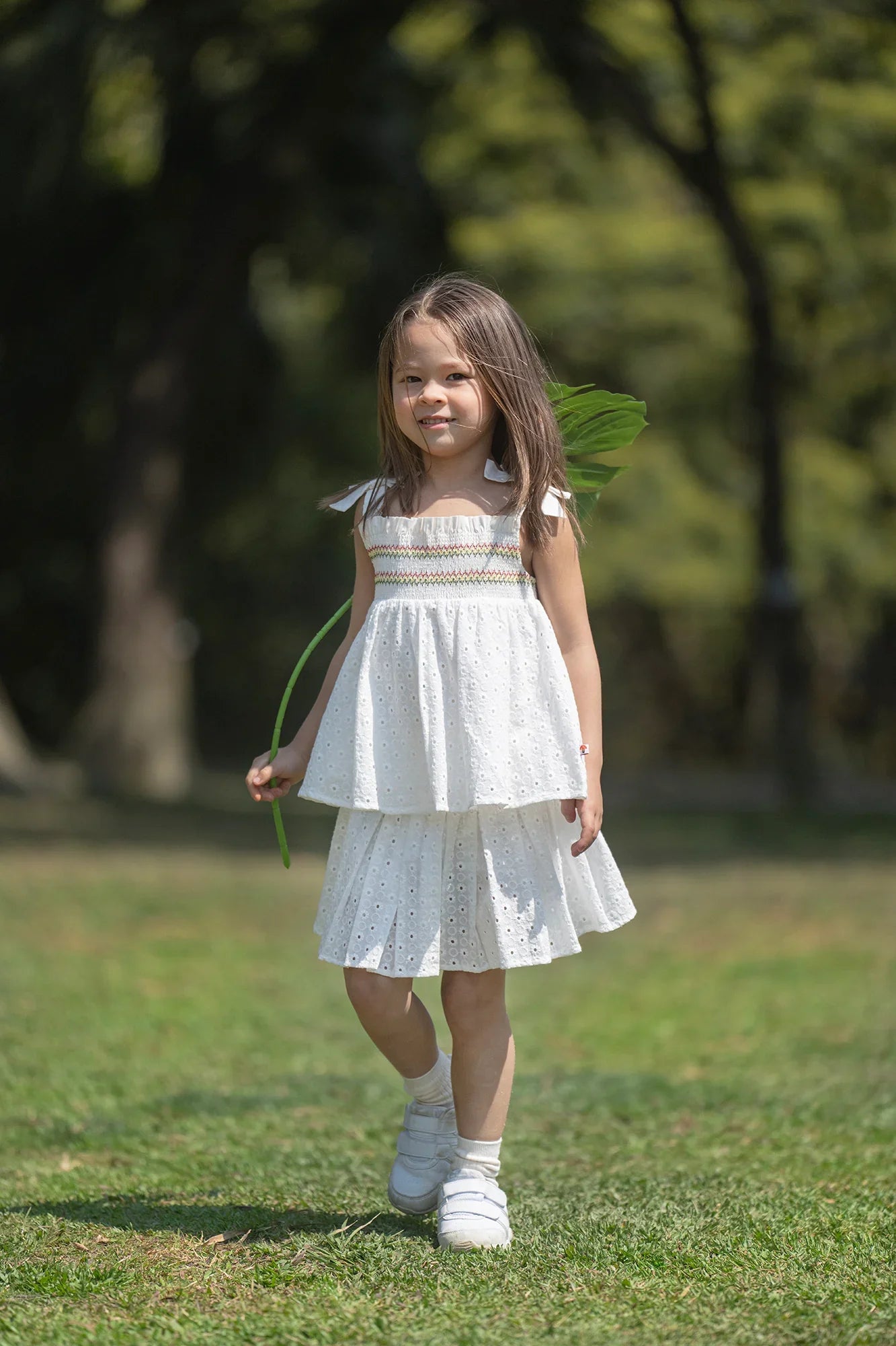 VAUVA Vauva SS23 Safari - Girls Eyelet Cotton Dress (White) Dresses