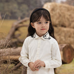 VAUVA Vauva FW23 - Girls Embroidered Collar Long Sleeve Shirt (White) Shirt